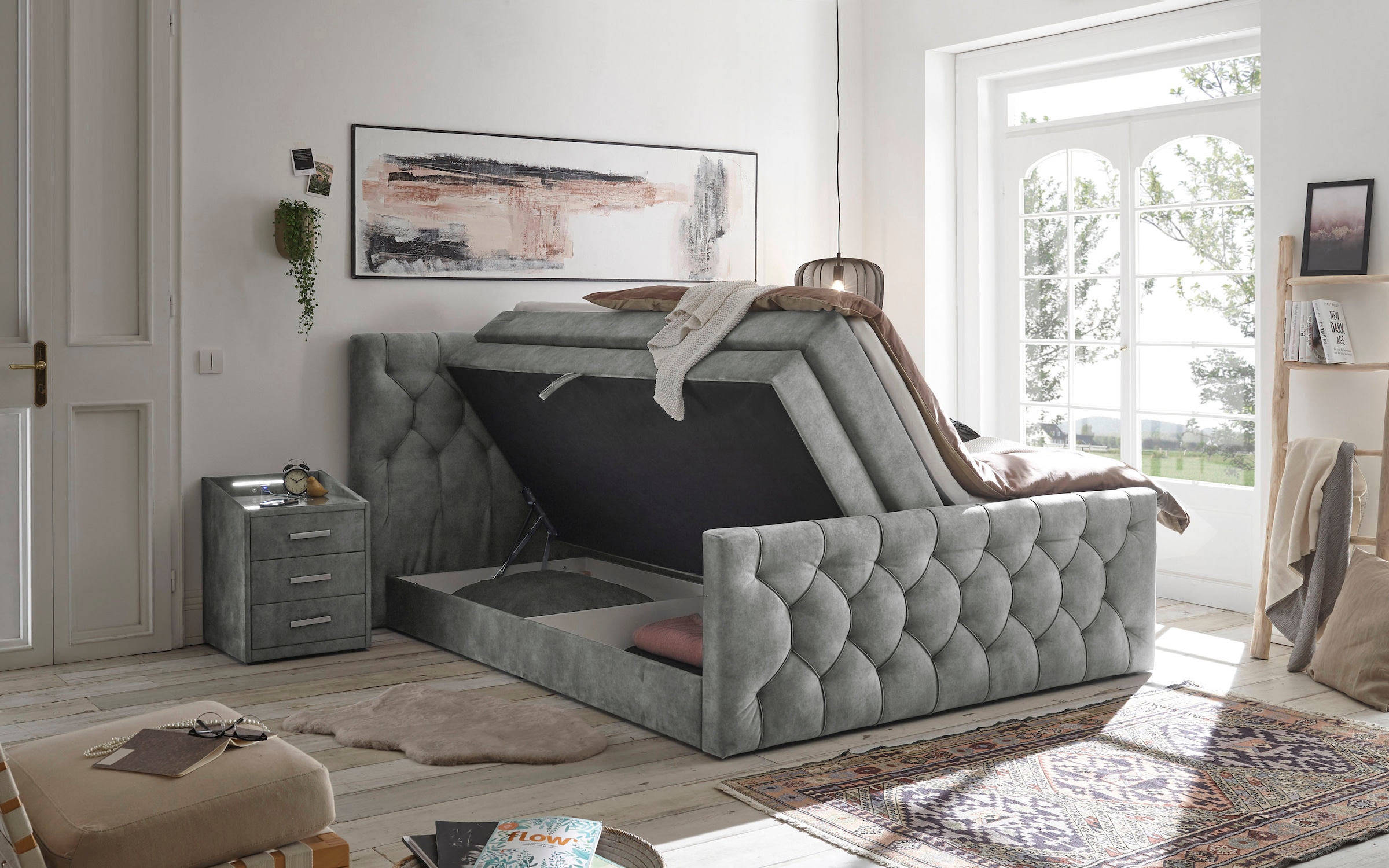 ED EXCITING DESIGN Boxspringbett »"Cashfield", OTTOs Choice! Topseller inkl. zwei Bettkästen & Topper«, erhältlich in den Größen 160x200cm und 180x200cm