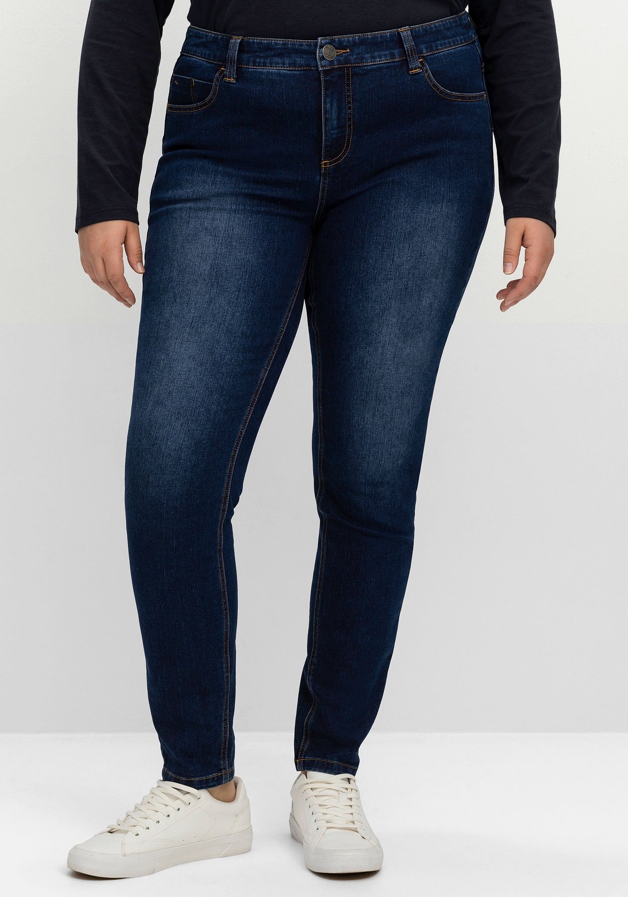 Sheego Stretch-Jeans »Jeans für sehr schmale Beine und mehr Bauch«