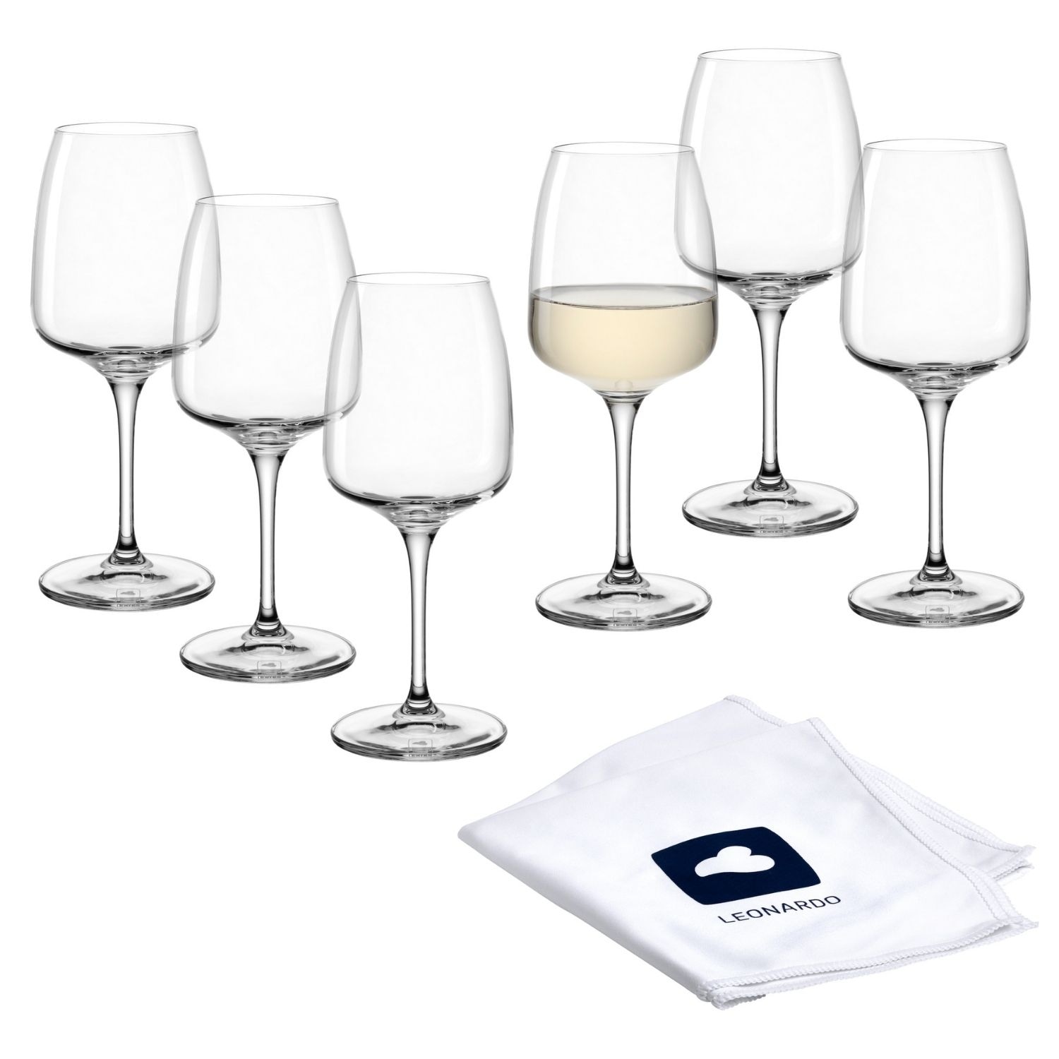 LEONARDO Weißweinglas "Rieslinggläser CESTI + Poliertuch" 6 Riesling-Gläser mit Poliertuch