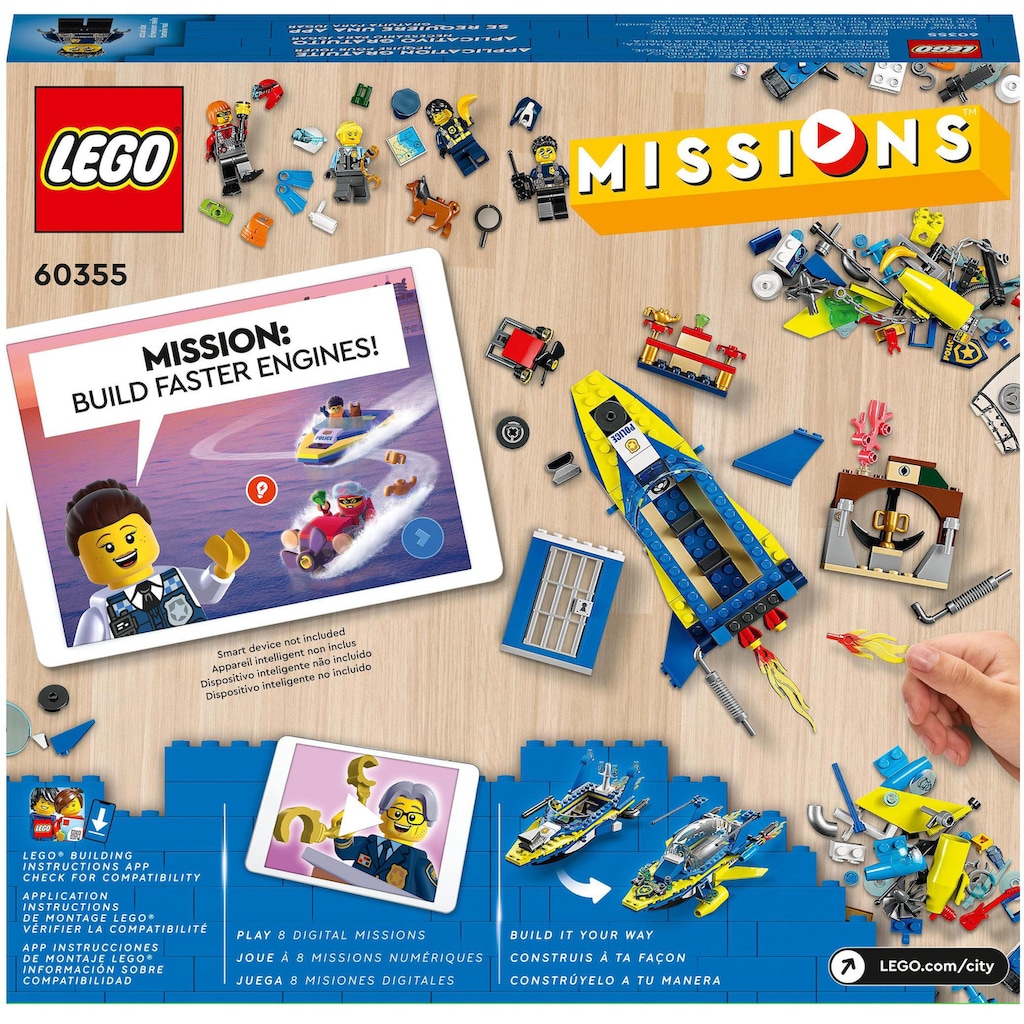LEGO® Konstruktionsspielsteine »Detektivmissionen der Wasserpolizei (60355), LEGO® City«, (278 St.), Made in Europe