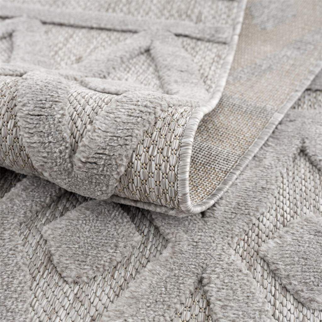 Carpet City Teppich »In-& Outdoorteppich Santorini 58538 , 3D-Effekt, Raute-Optik« rechteckig 5 mm Höhe Wetterfest & UV-beständig für Terrasse, Balkon, Küche, Flur