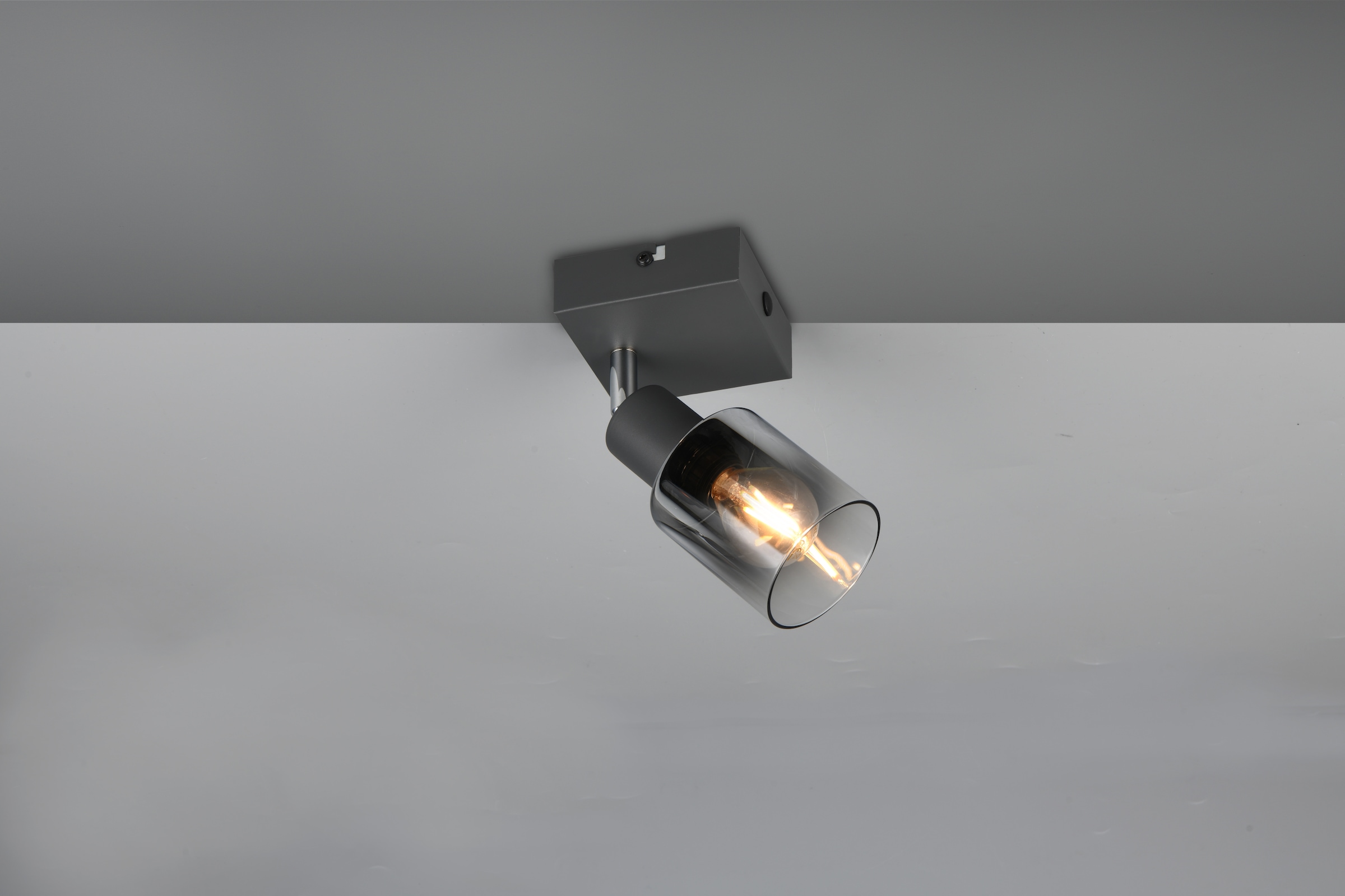 REALITY Leuchten Deckenstrahler »CADIZ, Spot 1-flammig, exkl 1xE14 max 10W, Glas anthrazit, verspiegelt« E14 1 Stk. warmweiß - kaltweiß verstellbarer Spot als Wandstrahler oder Deckenstrahler mit Glasschirm