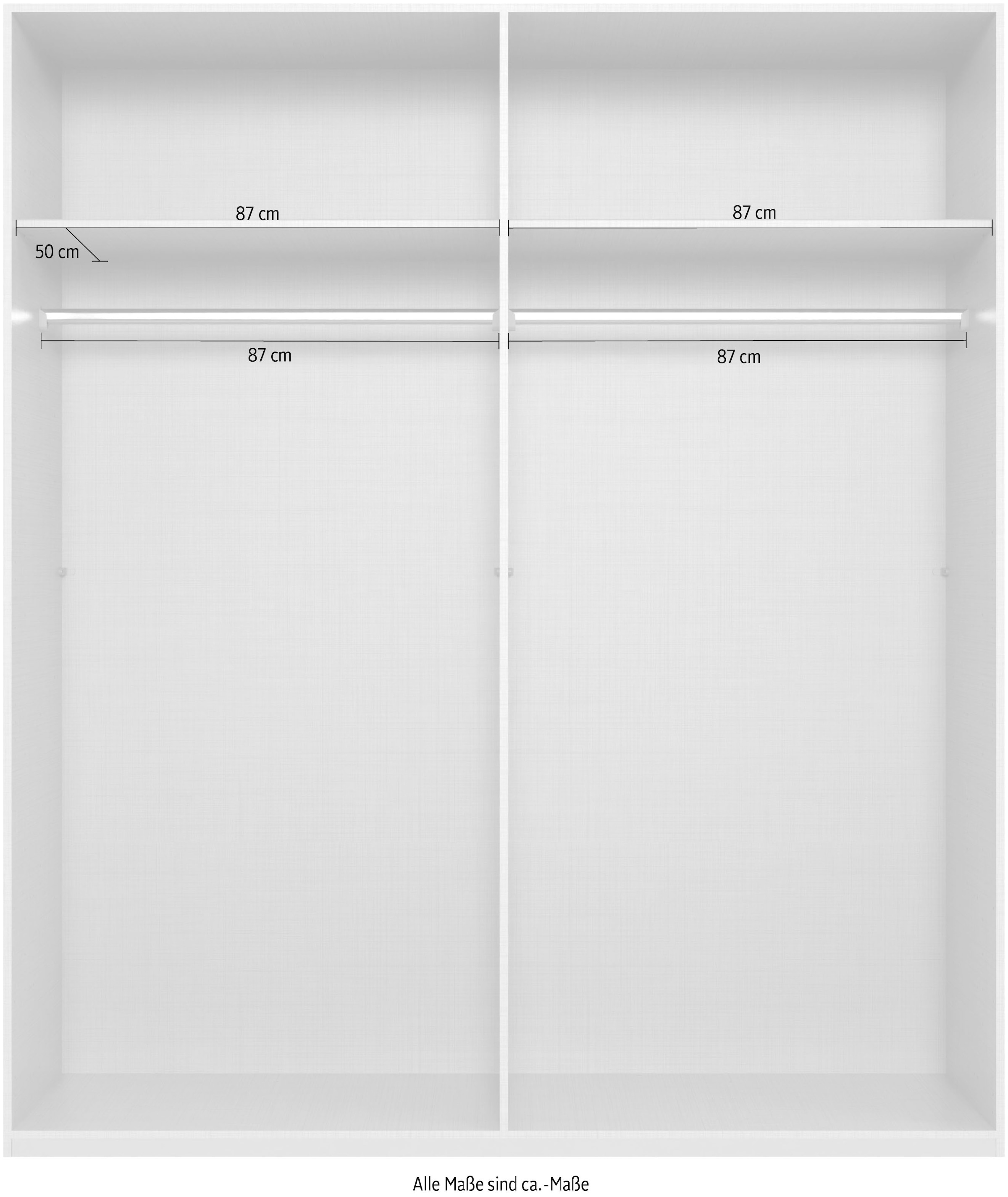 Wimex Kleiderschrank »Mugano, in 5 Breiten und 2 Höhen, Made in Germany«, (in Basic oder Premium Ausstattung mit 2 weiteren Einlegeböden), mit langen Griffstangen aus Metall, wahlweise mit oder ohne Spiegel