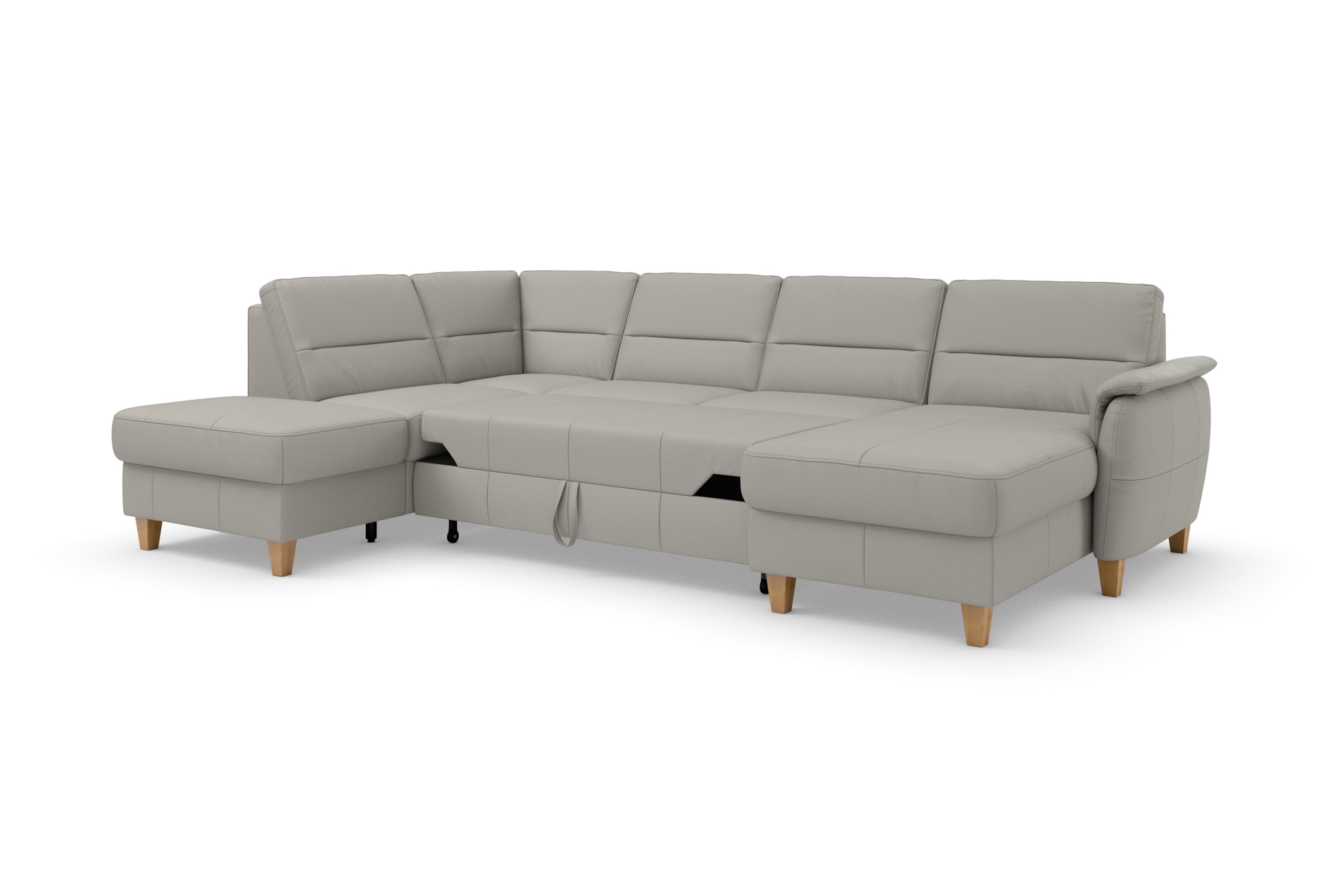 Home affaire Wohnlandschaft »Palmera U-Form, B: 308 cm«, optional Bettfunktion & Bettkasten, Federkern