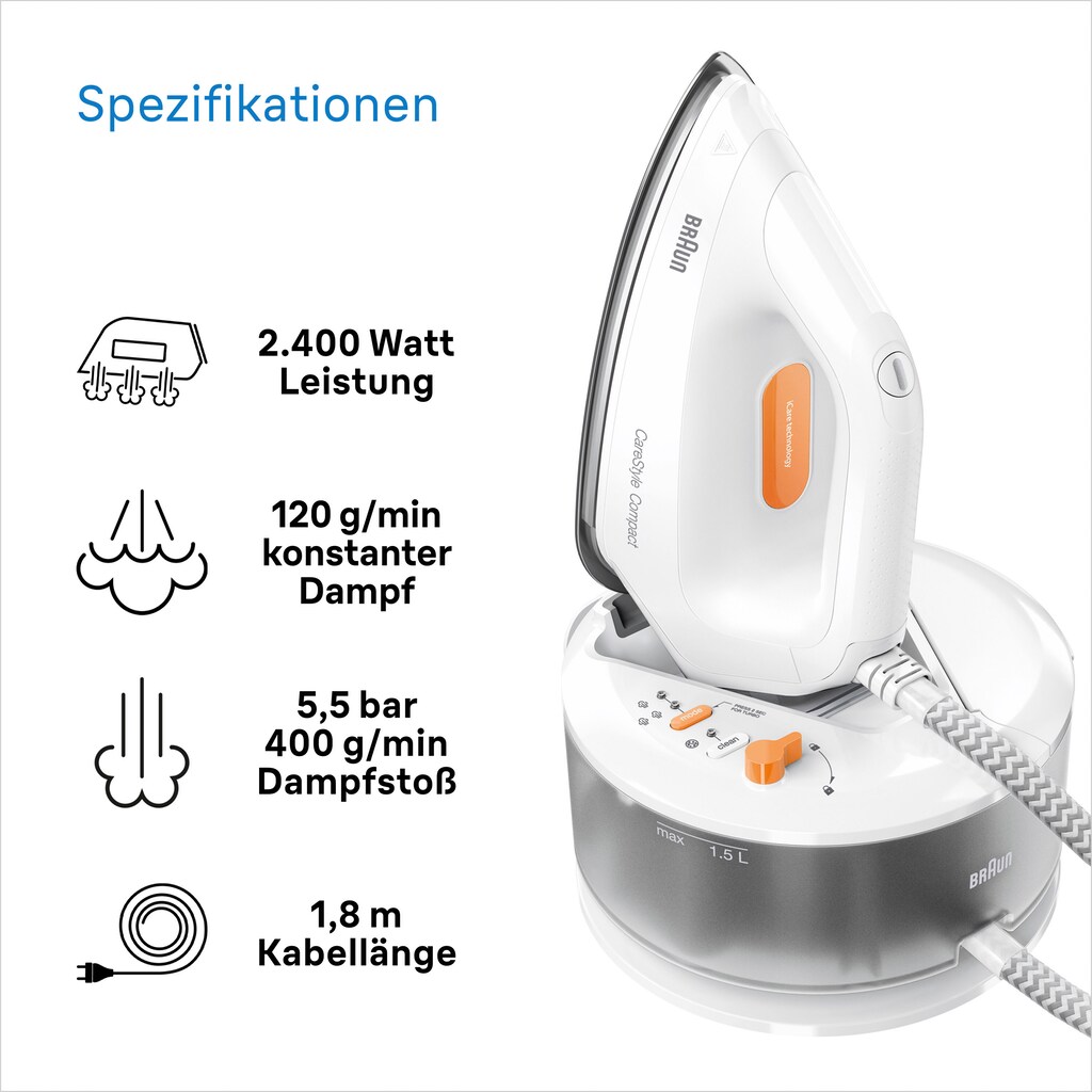 Braun Dampfbügelstation »CareStyle Compact IS2132WH«