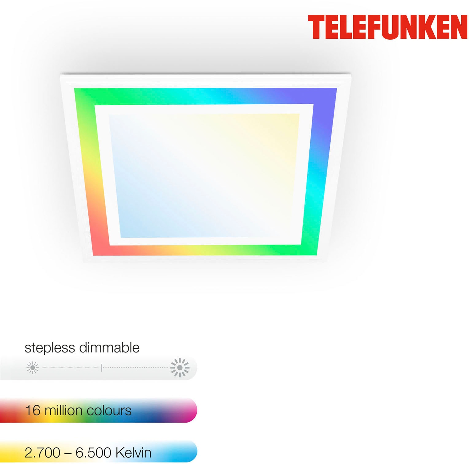 Telefunken LED Panel »318806TF FRAMELIGHT«, Leuchtmittel LED-Board | LED fest integriert, Deckenleuchte Panel CCT RGB Beleuchtung Framelight 24W 2400lm, 44,5 cm