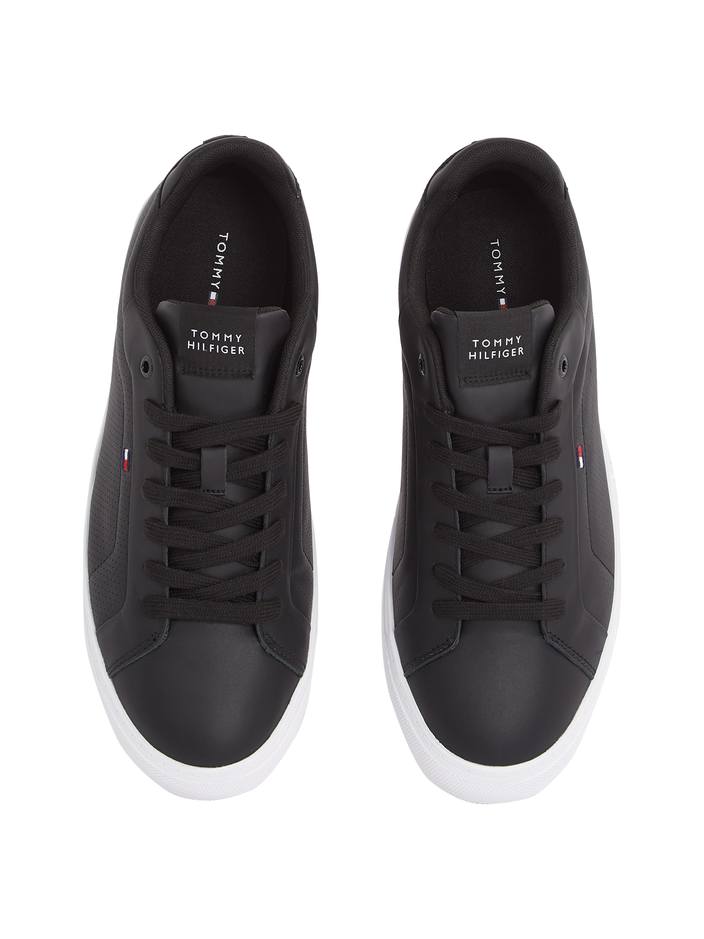 Tommy Hilfiger Sneaker »ICON COURT PINPERF LTH«, Freizeitschuh, Halbschuh, Schnürer mit weich gepolstertem Schaftrand