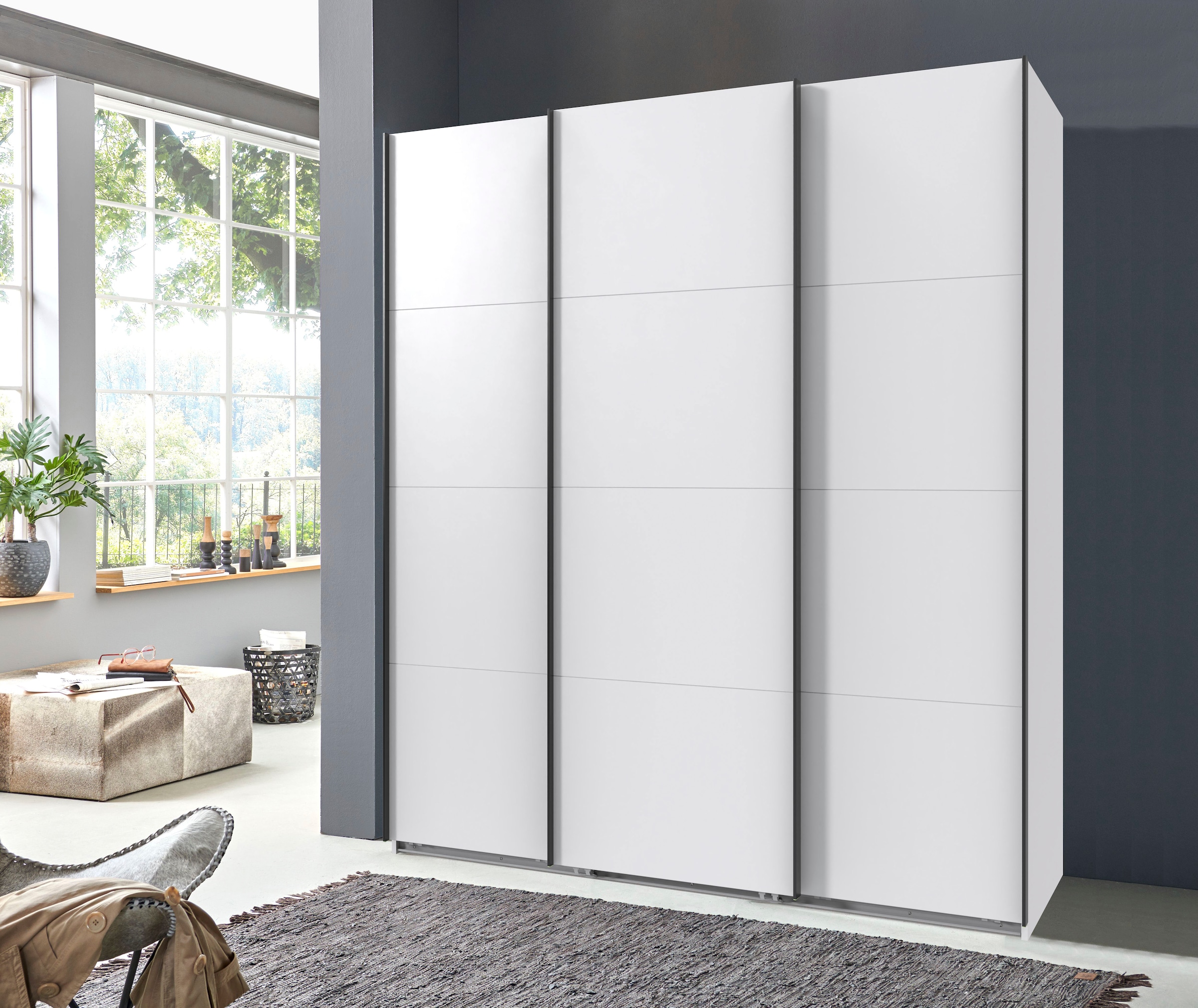 Wimex Kleiderschrank »Mugano, Made in Germany, Lieferung bis in Deine Etage und Stellort« wähle Deine Ausstattung: Basic oder Premium!,  3 Schwebetüren, große Größen, mit oder ohne Spiegel, Metallgriffe