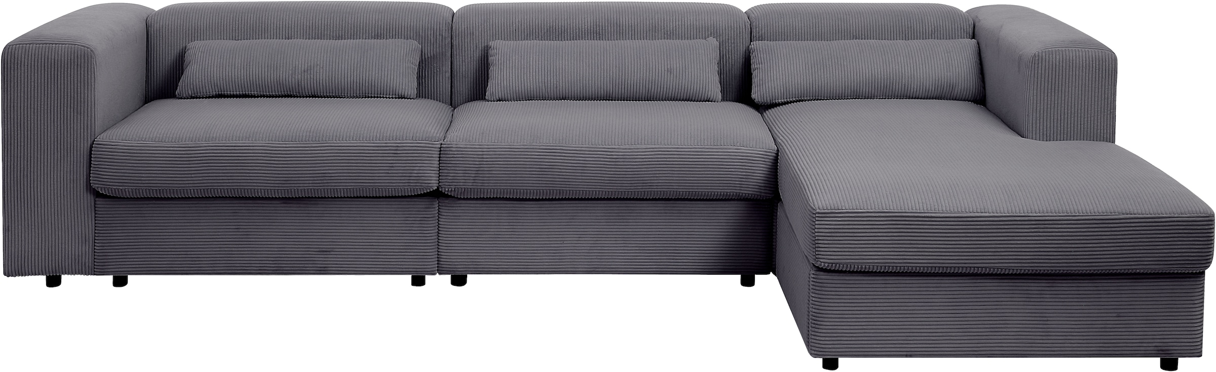 ATLANTIC home collection Ecksofa »Uno, L-Form, Breite: 307cm« beidseitig montierbarem Longchair,mit Taschenfederkern, in Cord
