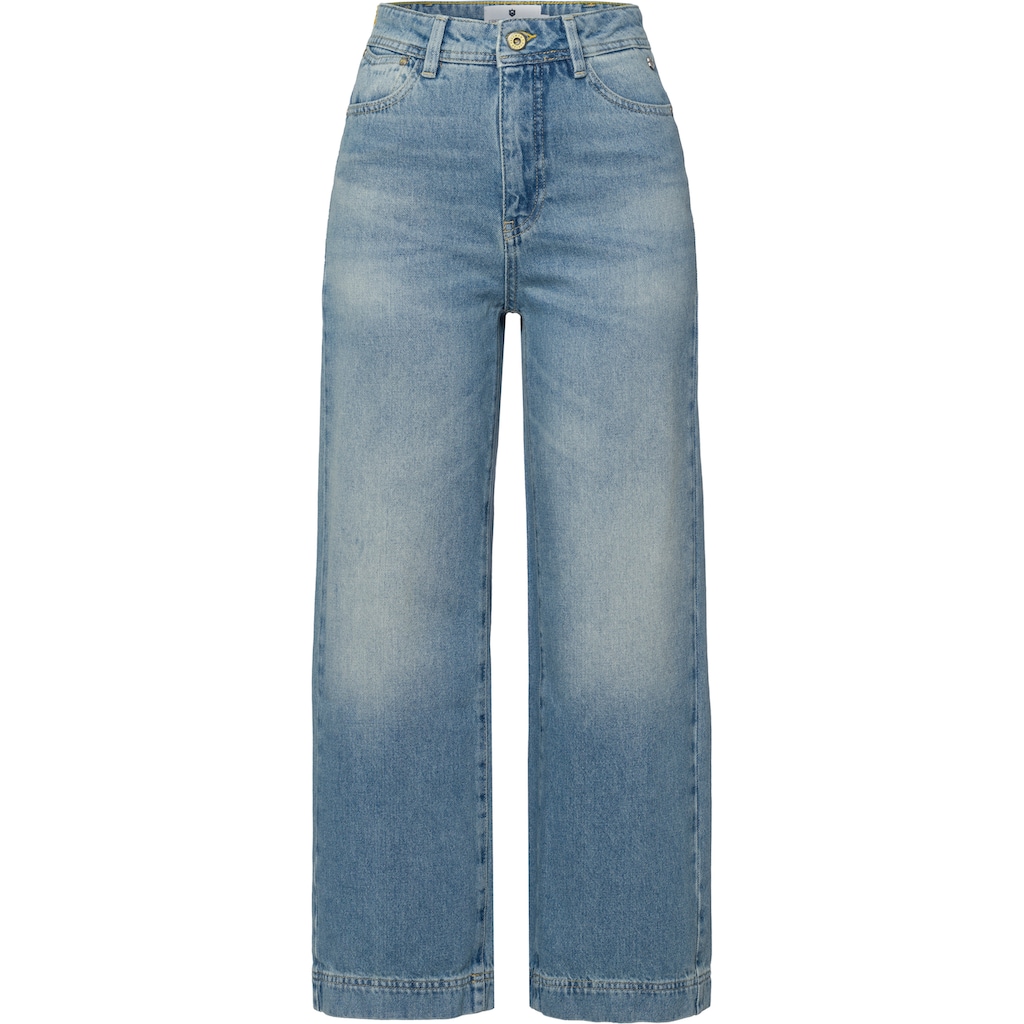 Freeman T. Porter Weite Jeans »Wide-leg Jeans« (1 tlg.) mit Blütenstickerei hinten am Bund