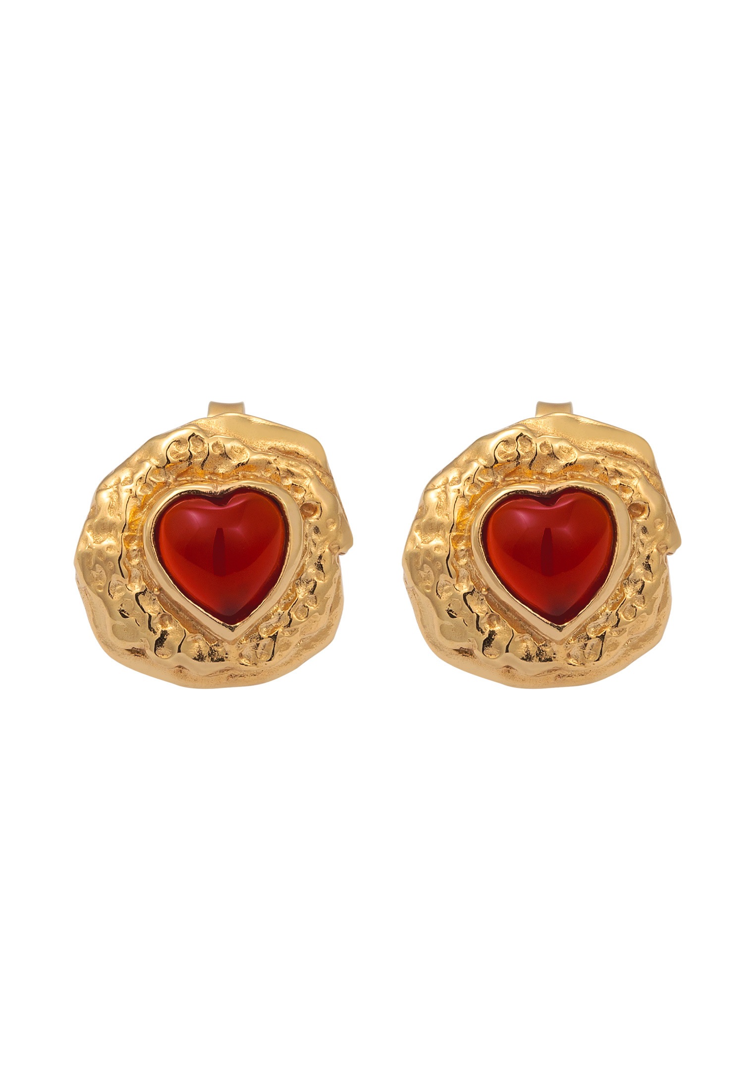 HAZE & GLORY Paar Ohrstecker »Ohrringe Ohrstecker Herz Onyx Rot 925 Sterling Silber vergoldet - Head Over Heels«