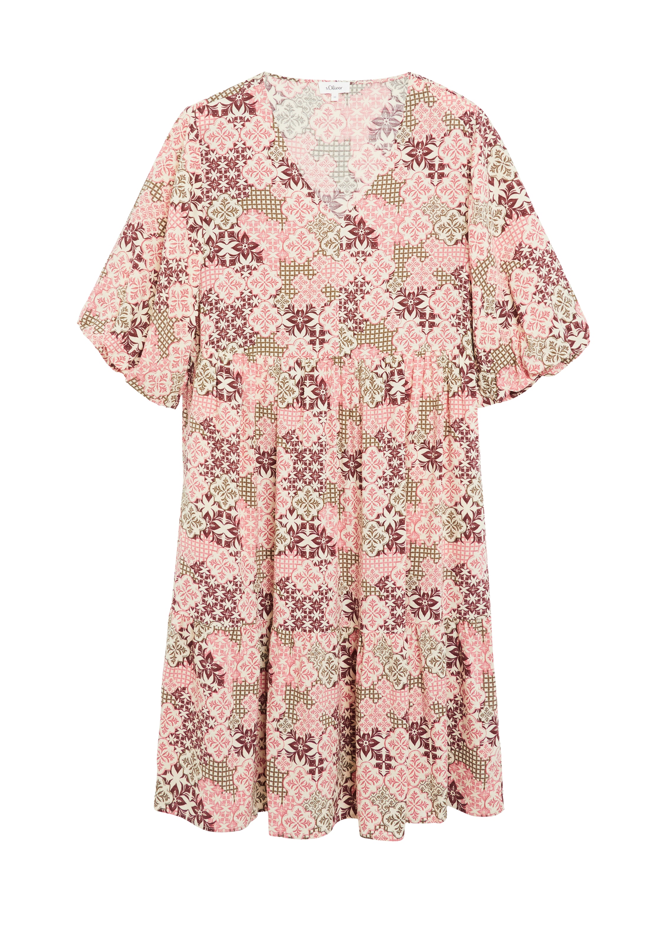 s.Oliver Blusenkleid Ohne Taschen Langes Sommerkleid mit Viskose
