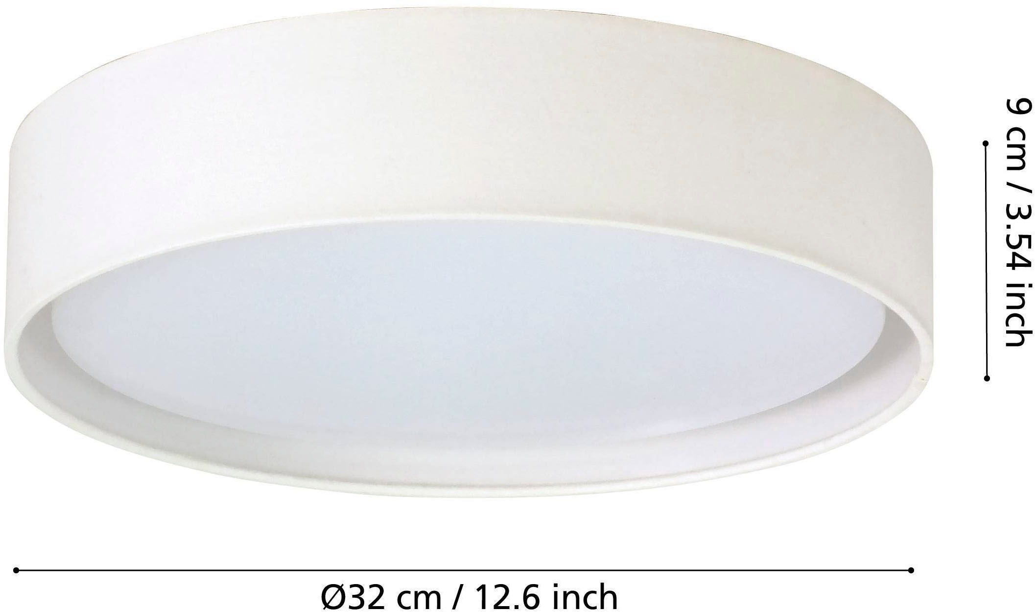 EGLO Deckenleuchte »Pasteri Deckenlampe, Stahl, Stoff und Kunststoff, Esszimmerlampe« LED-Modul 1 Stk. Warmweiß Textil Deckenleuchte, Wohnzimmerlampe, Lampe, Weiß, Ø: 32 cm