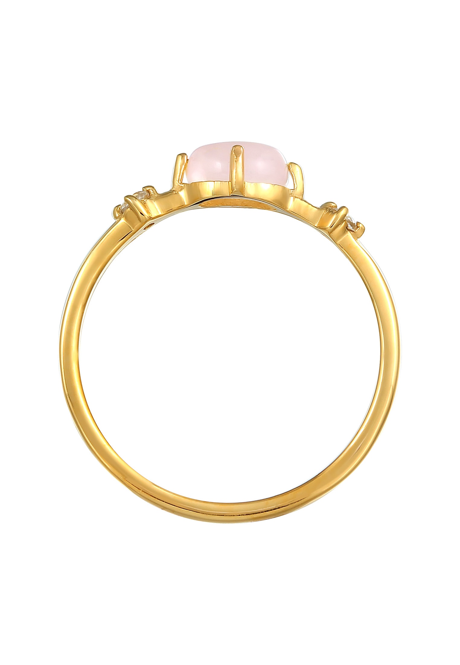 Elli Premium Silberring »Ring Rosa Quarz Topas Edelstein Klassik 375er Gelbgold«