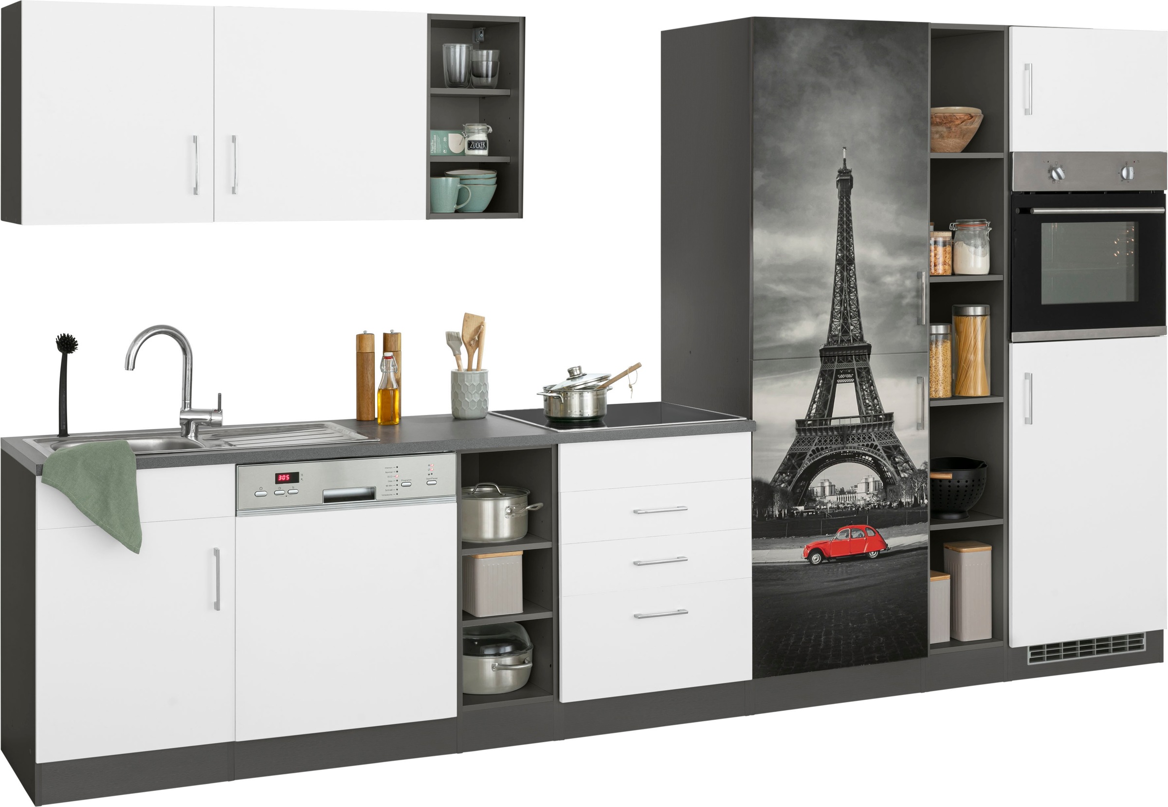KOCHSTATION Küchenzeile »KS-Paris«, ohne E-Geräte, Breite 350 cm