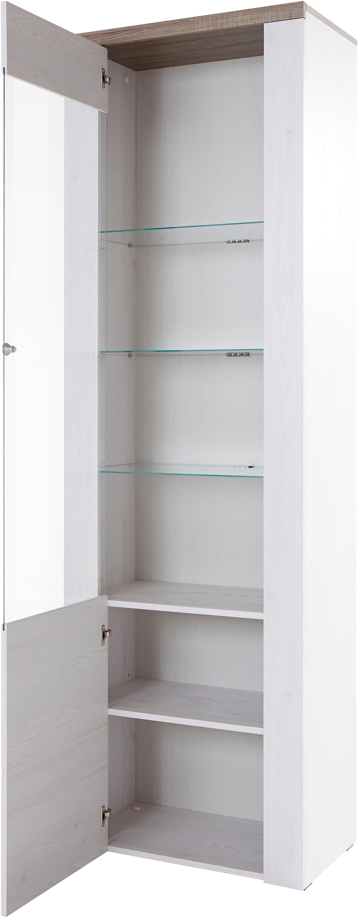 Home affaire Vitrine »Larona, zeitlose Glasvitirne, Hochschrank Höhe 205,6 cm«, Stauraumvitrine mit dekorativer Rahmenoptik