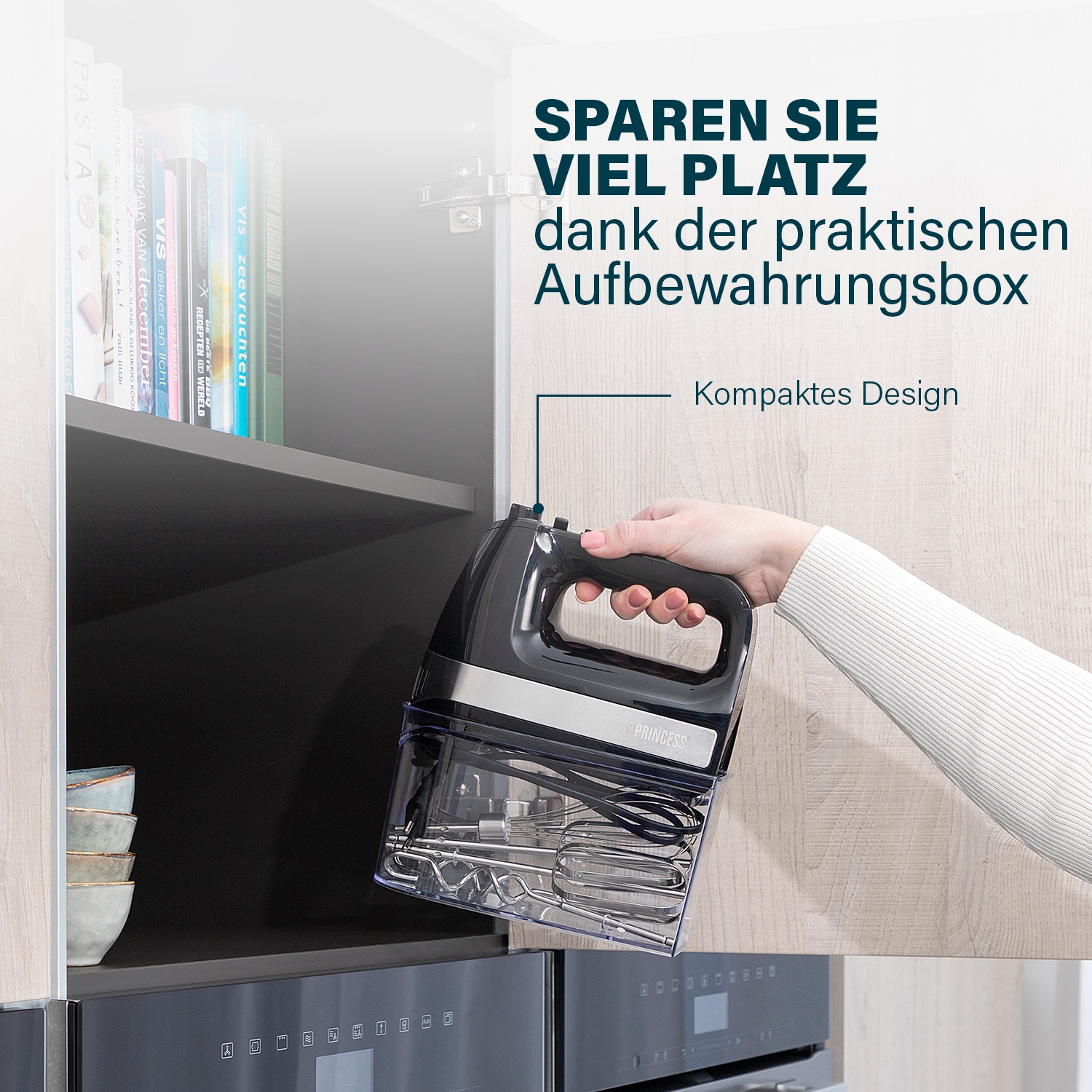 PRINCESS Handmixer »222206 Power 500«, 500 W, leistungsstarker Motor - Aufbewahrungsbox