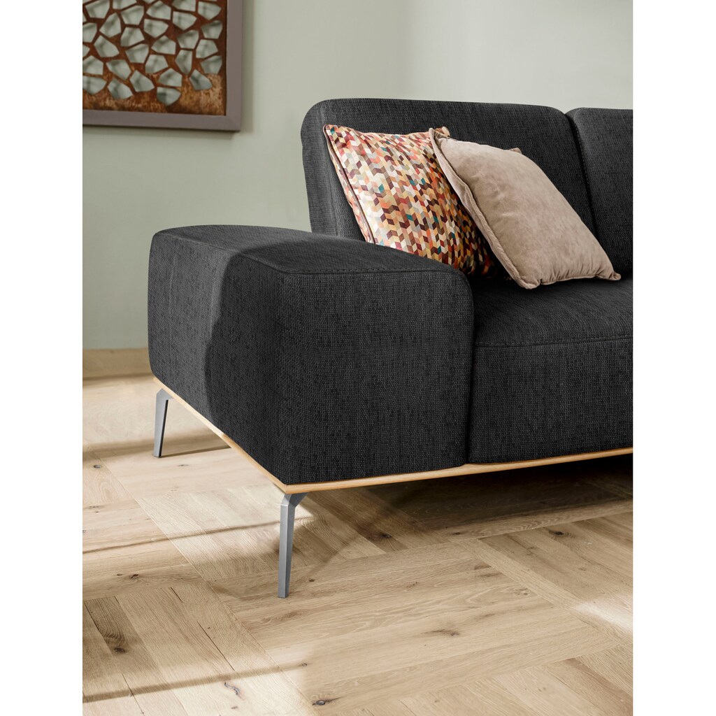 W.SCHILLIG Ecksofa »run«, mit elegantem Holzsockel, Füße in Chrom glänzend, Breite 279 cm