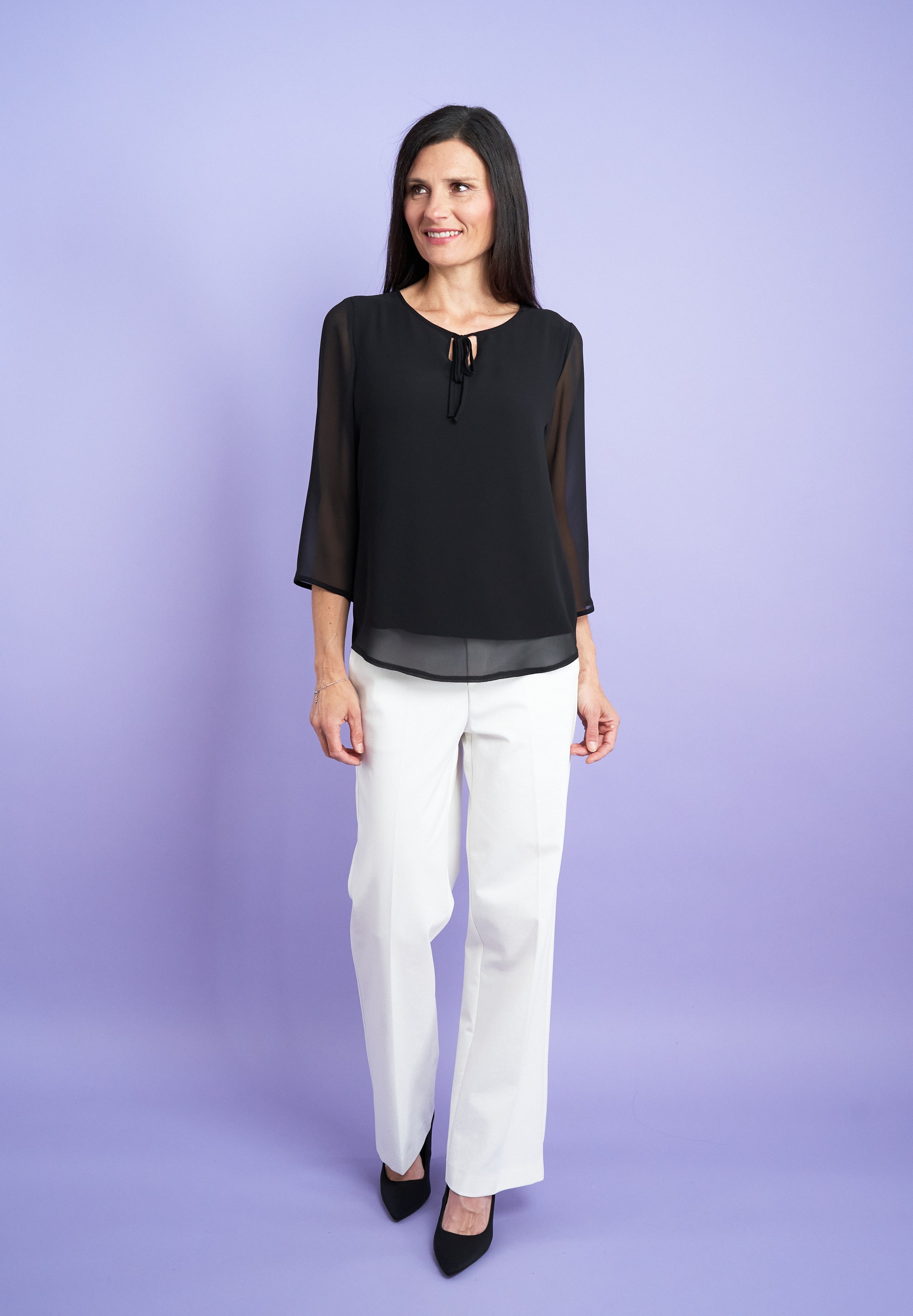 Seidel Moden Chiffonbluse »Exklusiv bei OTTO«, 3/4 -Arm mit transparenten Ärmeln und MADE IN GERMANY