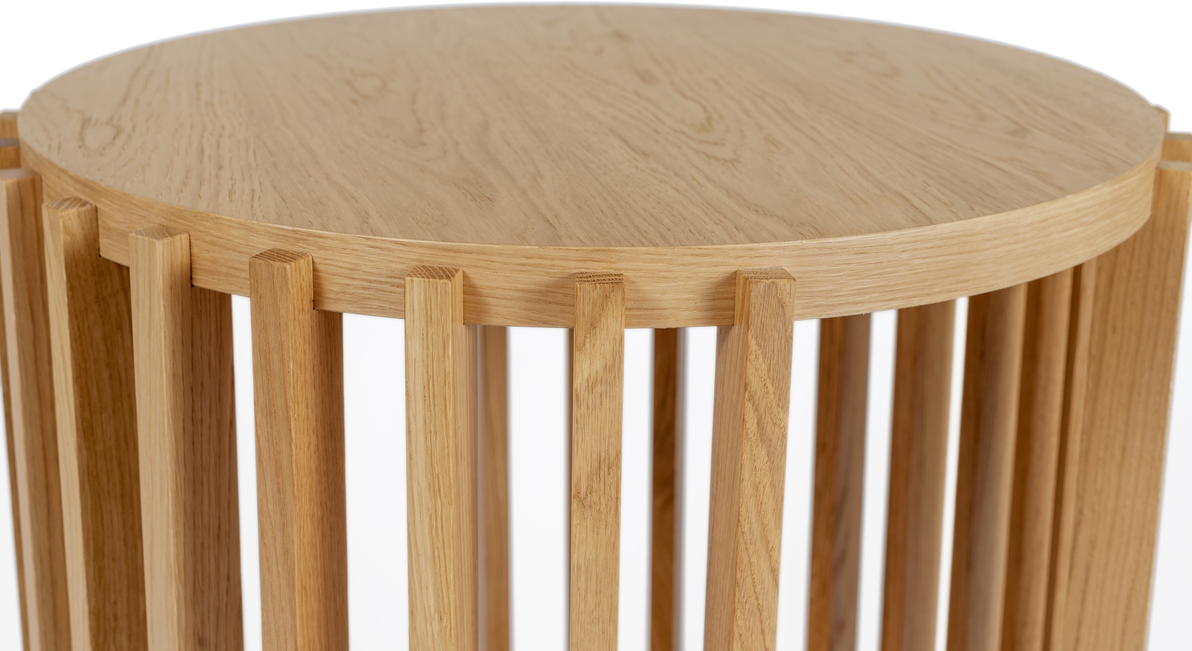 Woodman Beistelltisch »Drum, Breite/Tiefe/Höhe: 53/53/58 cm«, Holzfurnier aus Eiche, Sproßen aus massiver Eiche