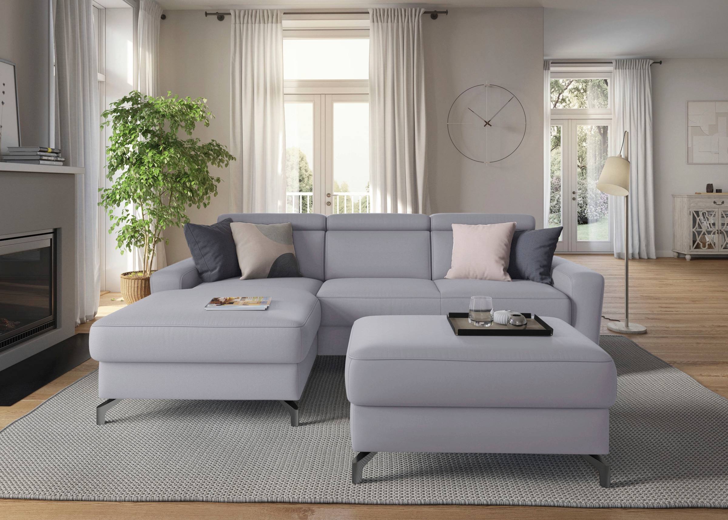 sit&more Ecksofa »Scarlett L-Form« inklusive Kopfteilverstellung, wahlweise mit Bettfunktion, Bettkasten