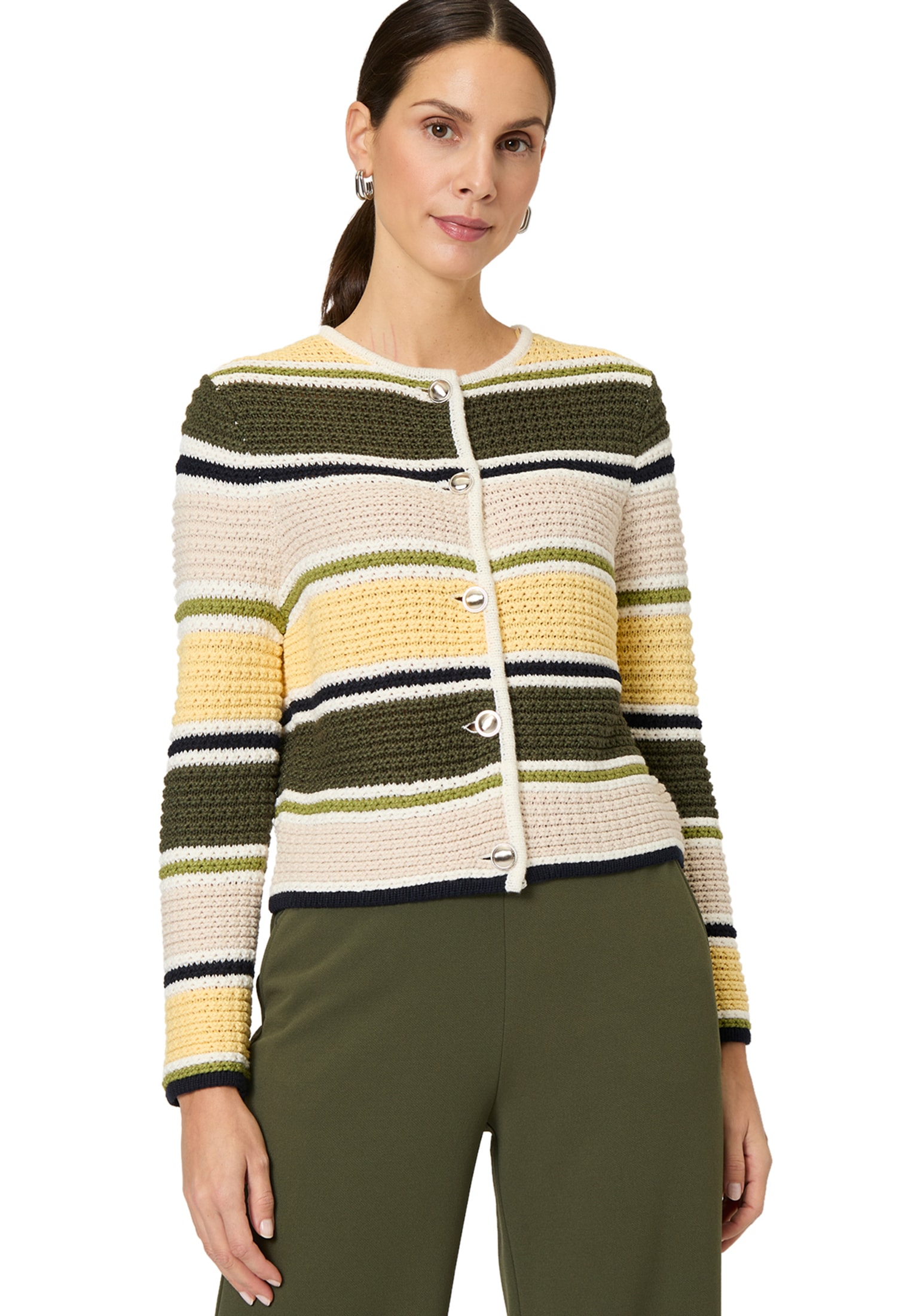Zero Strickjacke »Strickjacke gestreift mit Knopfleiste«