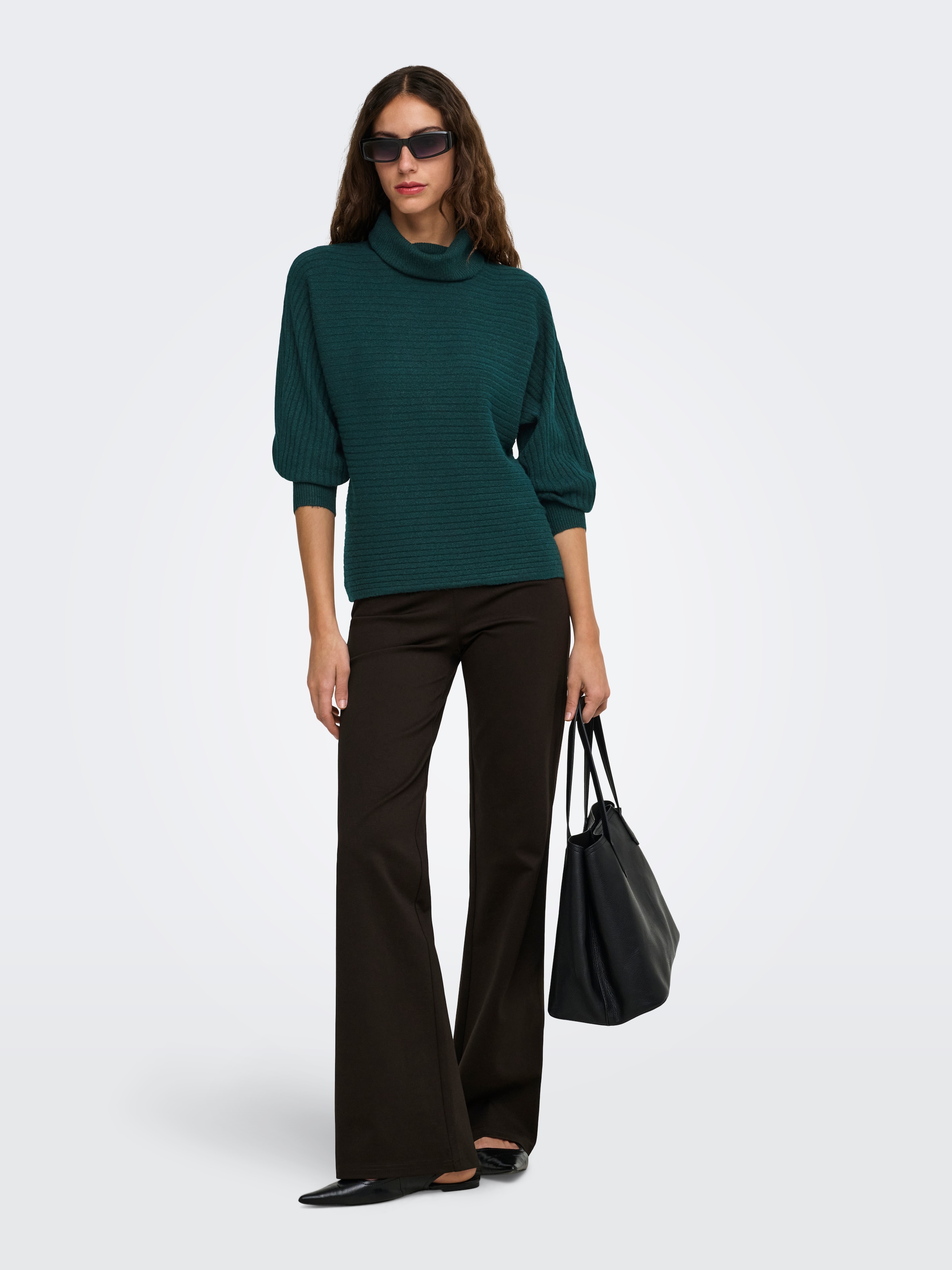 ONLY Rollkragenpullover »ONLWINNIE LS ROLLNECK CS KNT« Materialmix, Stretch, regular fit