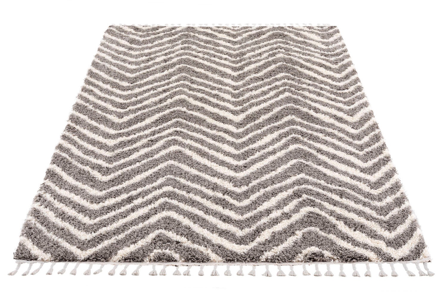 Carpet City Hochflor-Teppich »Pulpy 531«, rechteckig, 30 mm Höhe, besonders weich, mit Fransen, Zickzack Look