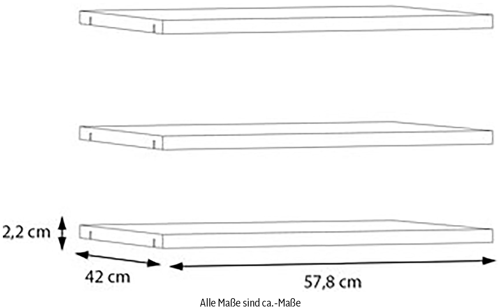 FORTE Einlegeboden Einlegeböden 2,2 cm Stärke, optional bestellbar, 3er Set