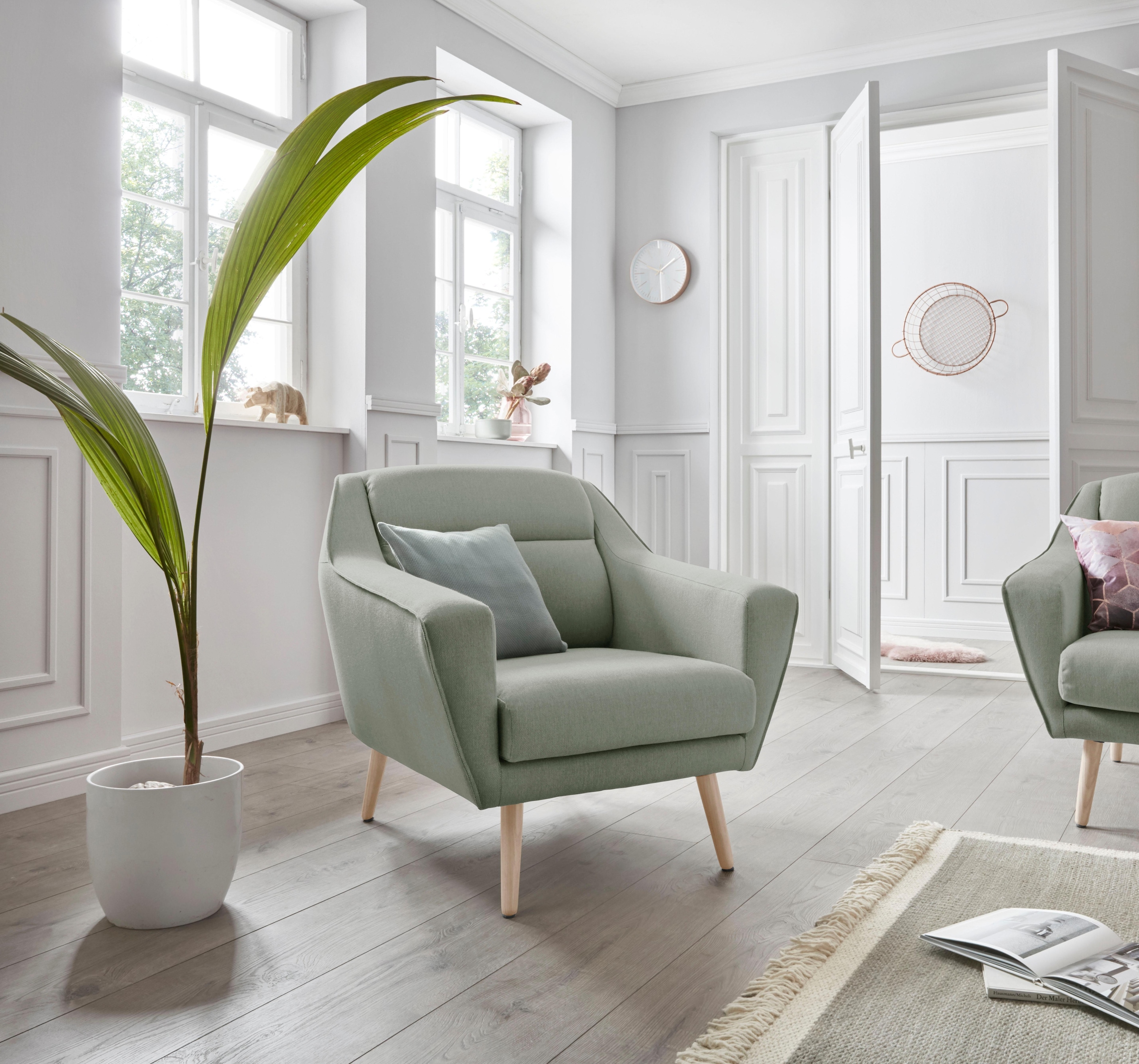 OTTO home Sessel »Bille« mit Naht im Rückenkissen und Eiche-Beinen, Design by Morten Georgsen