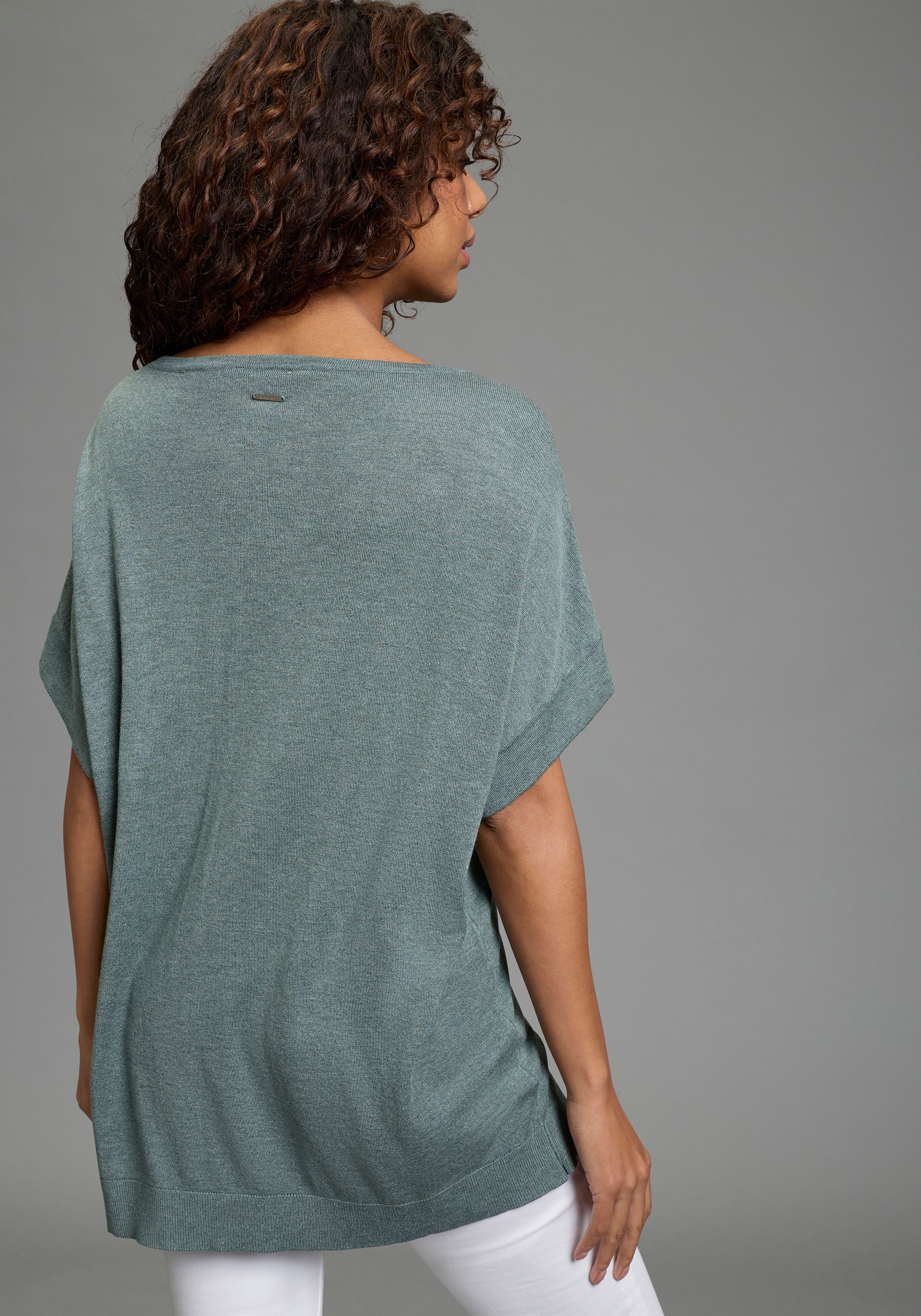 Laura Scott CURVE V-Ausschnitt-Pullover »Große Größen« sommerlicher Feinstrick mit figurschmeichelnder Passform