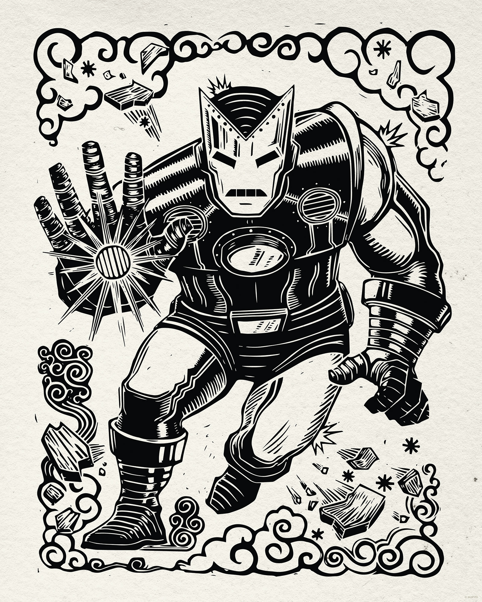 Komar Wandbild »Marvel Iron Man Lino-Cut«, Disney, (Set, 1 St.), 40 x 50 cm (Breite x Höhe) - Kinderzimmer, Dekoration