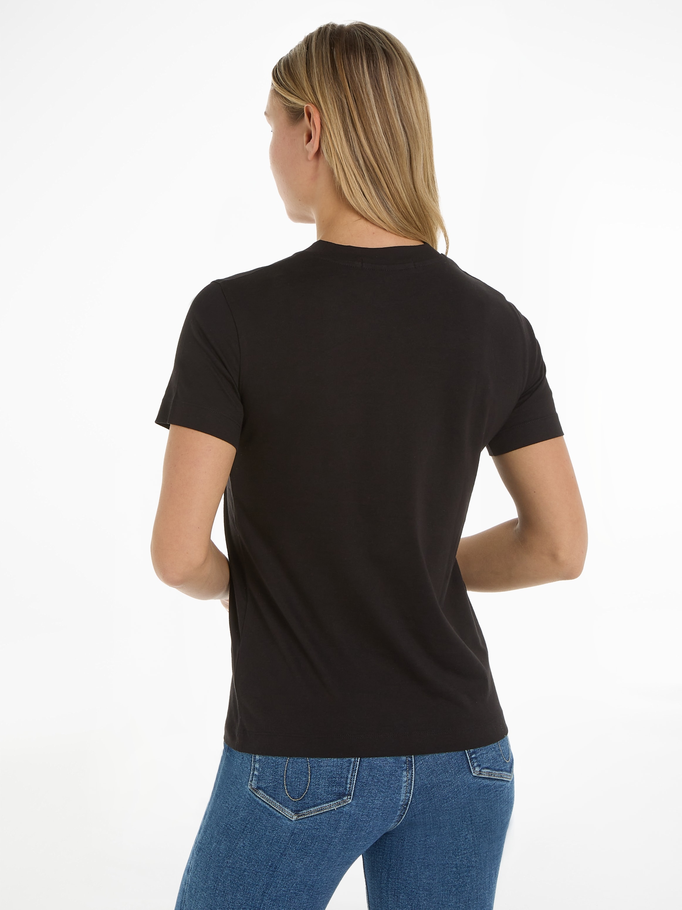 Calvin »INSTITUTIONAL Markenlabel T-Shirt TEE«, mit bei ♕ Jeans Klein STRAIGHT