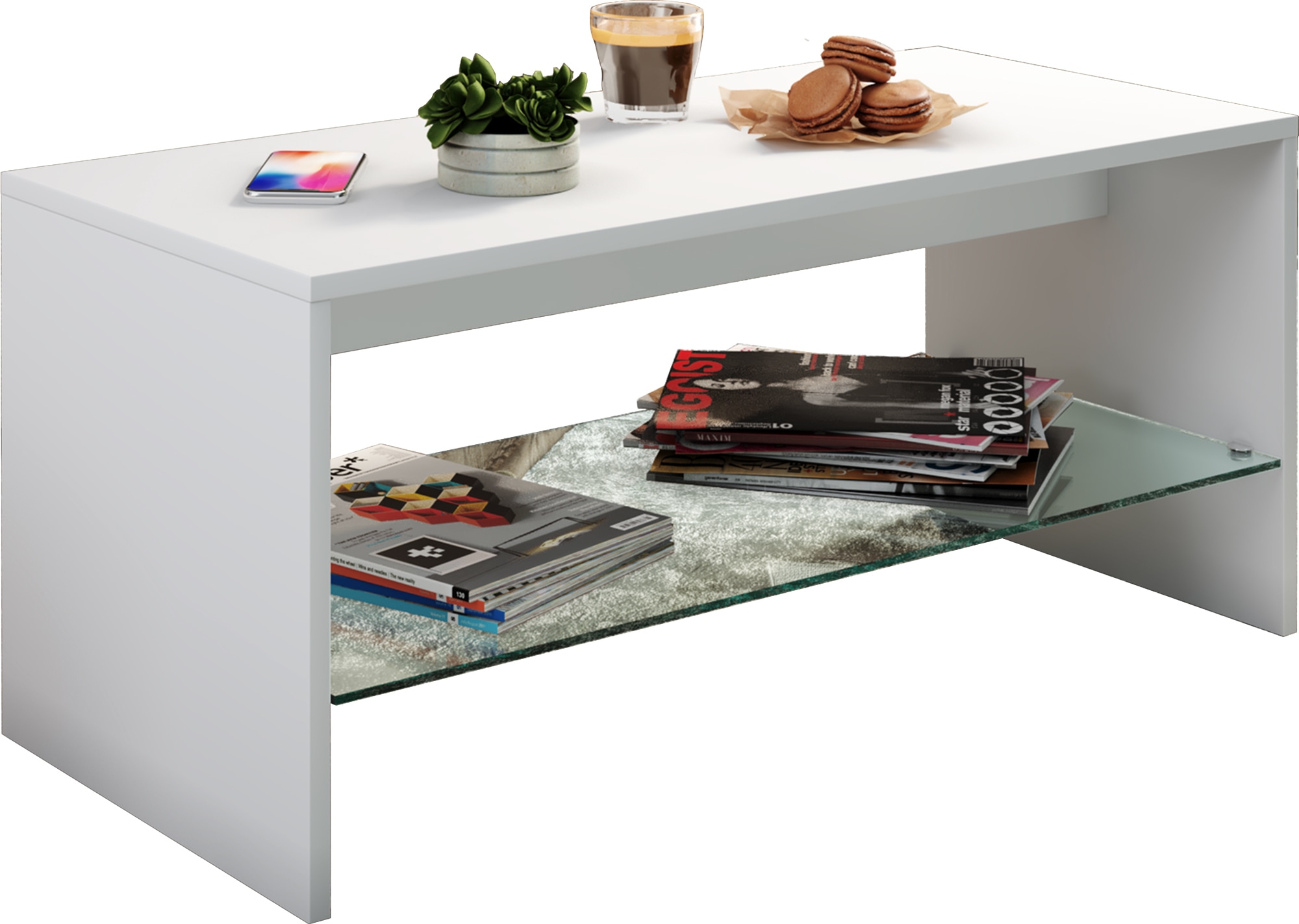VCM Couchtisch "Holz Sofatisch Couchtisch Glas Wisal" 1 Stk. tlg.