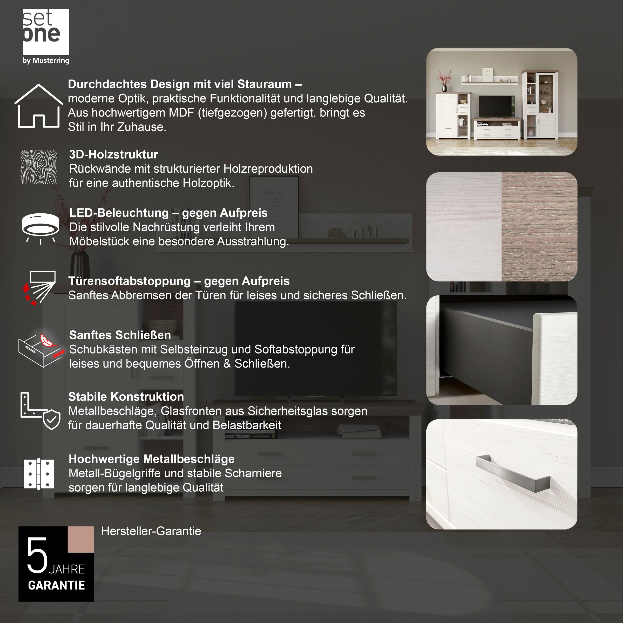 set one by Musterring Wohnwand »York« 4 Stk. tlg.