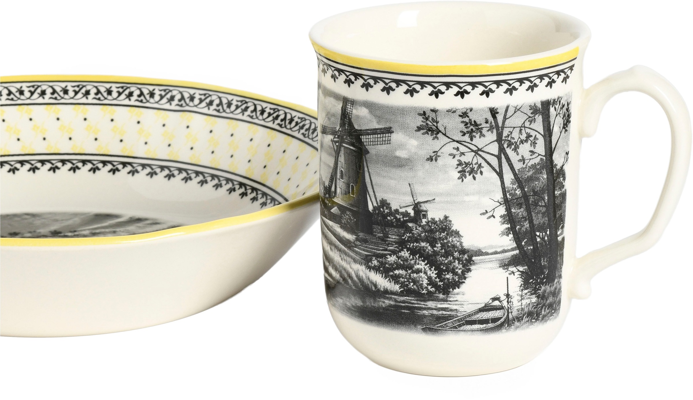 CreaTable Kombiservice »Windmühle Gelb, Kombi-Service 16-tlg« Traditionell, Nostalgie