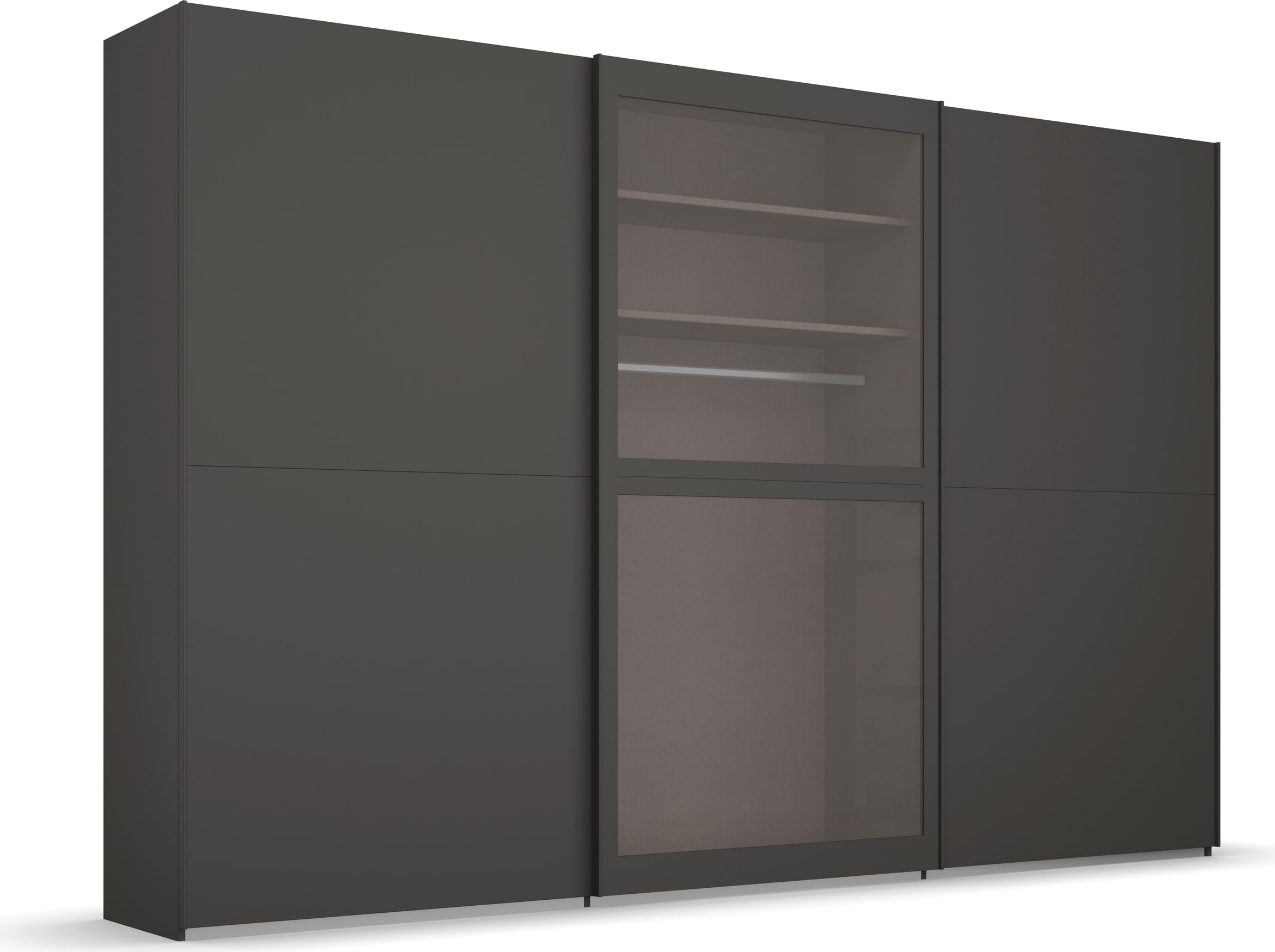 rauch Schwebetürenschrank »Kleiderschrank Schrank Garderobe Schlafzimmerschrank LUMIS«, mit Glasrahmentüren aus transparentem Grauglas MADE IN GERMANY
