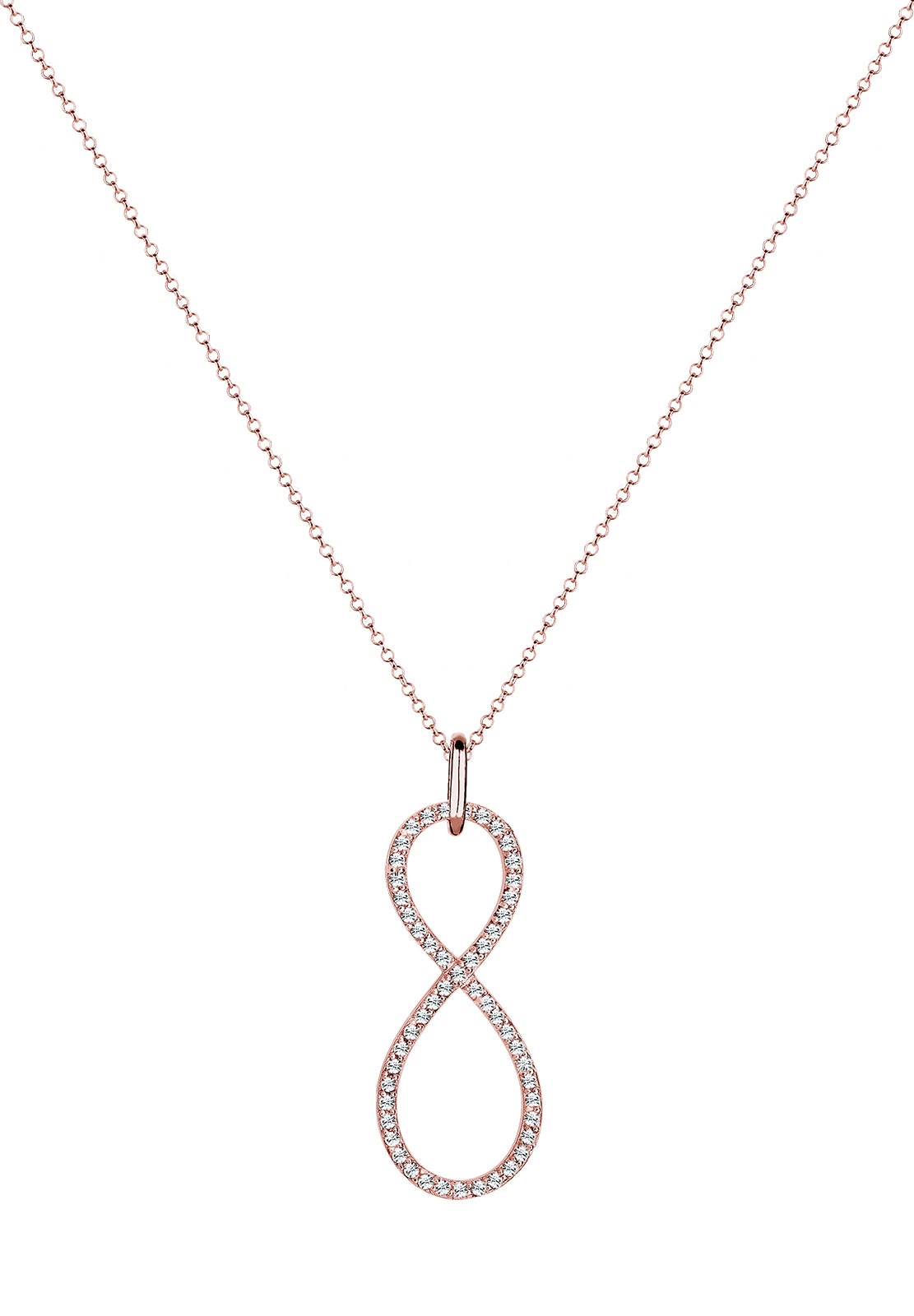 Elli Premium Lange Kette »Halskette Infinity Glas Kristalle Weiß 925 Sterling Silber«