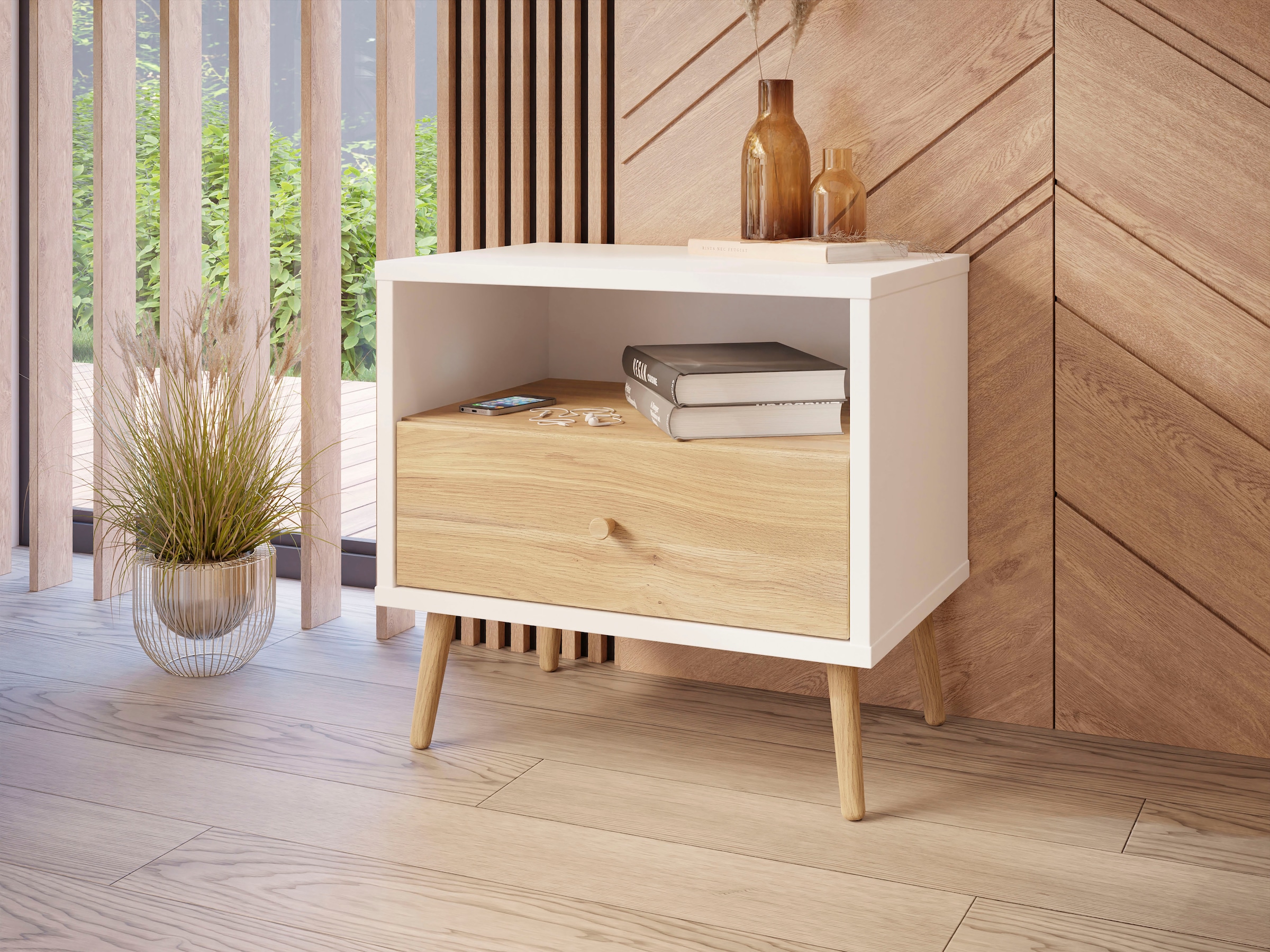 FORTE Nachtkommode »Harllson EasyKlix by Forte«, Montage von Korpus ohne Werkzeug oder Schrauben