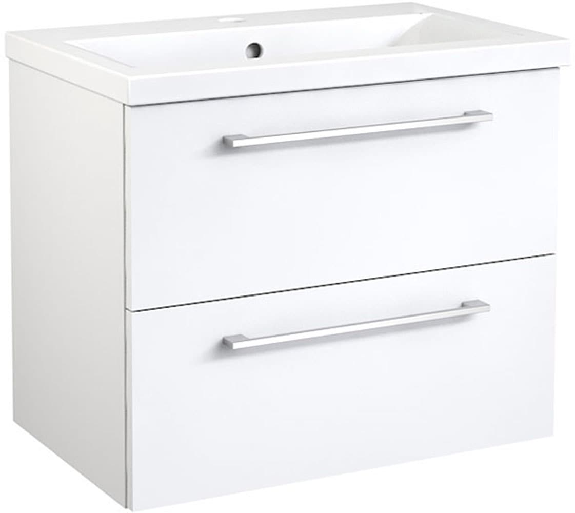 welltime Badezimmer-Set »Scandic«, (Komplett-Set, 2 St., 2-er set: Spiegel und Waschtisch mit 2 SK), 2in1 - Spiegel & Waschtisch mit Soft-Close, Keramikwaschbecken