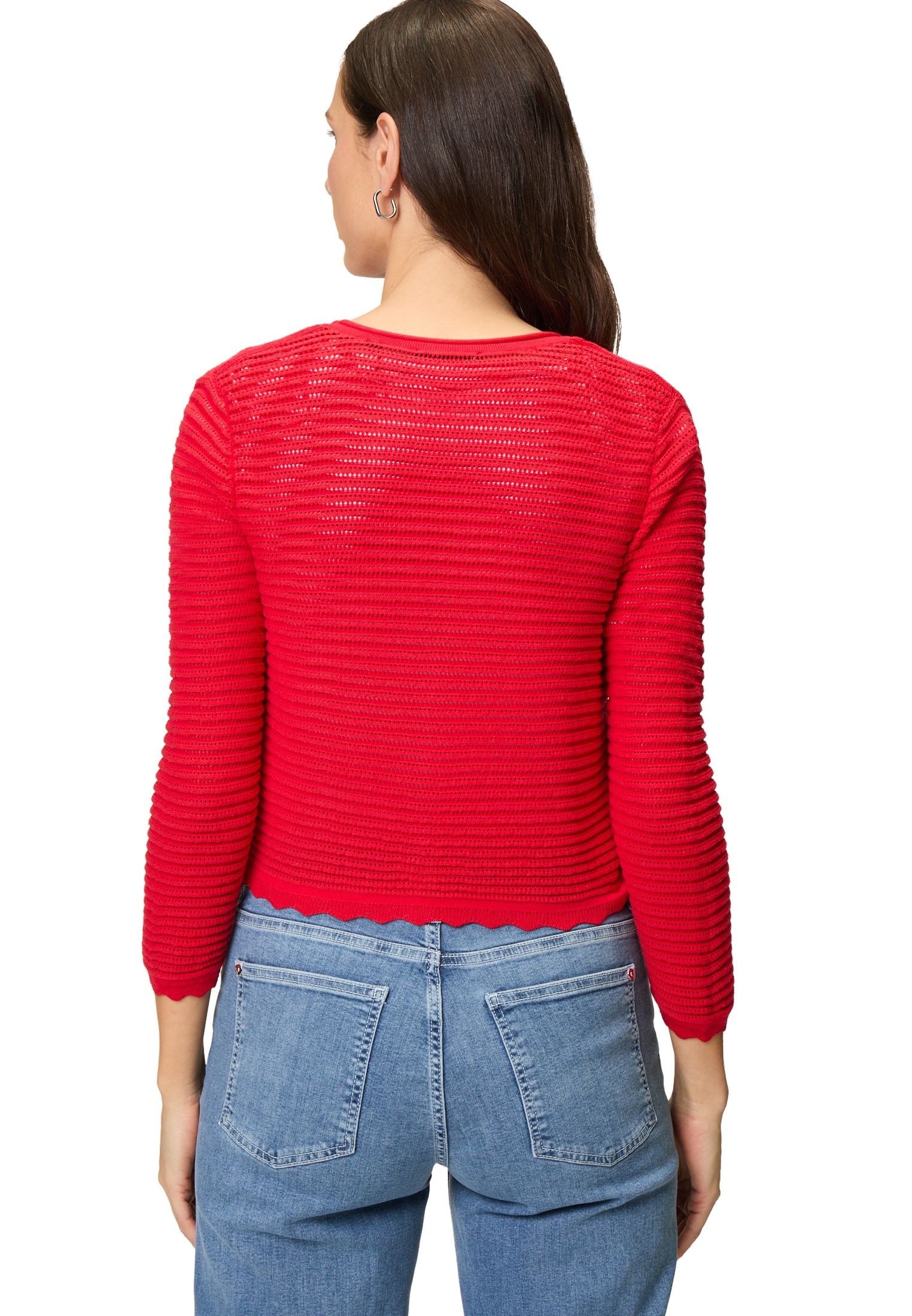 Zero Strickjacke »Strickjacke kurz mit Wellensaum«