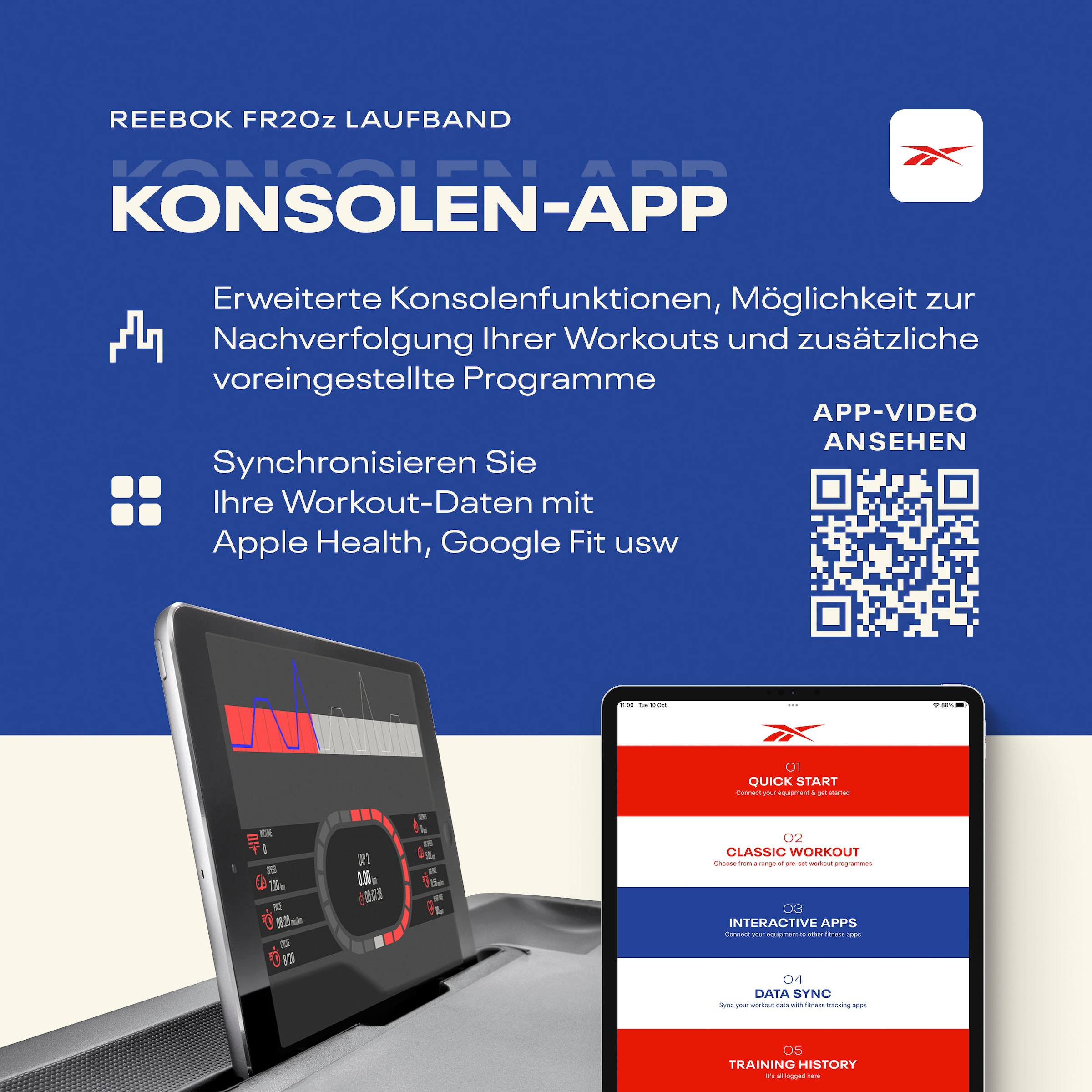 Reebok Laufband »FR20z Floatride« bis max. 18 km/h, mit Steigung, 120 kg max. Benutzergewicht