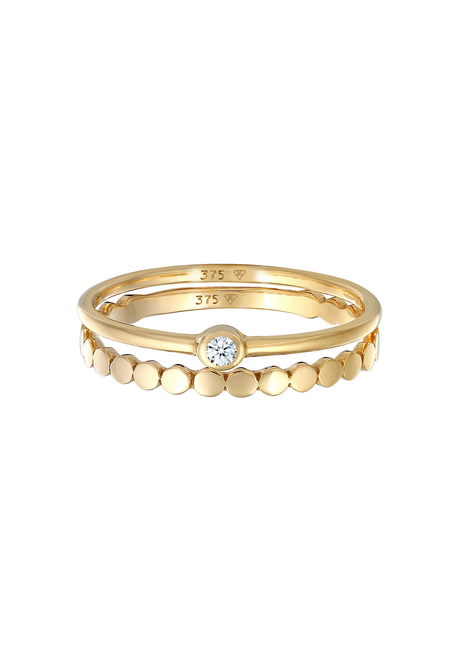 Elli DIAMONDS Ring-Set »Ring Eternity Solitär Diamant (0.03 ct) Set 375 Gelbgold«