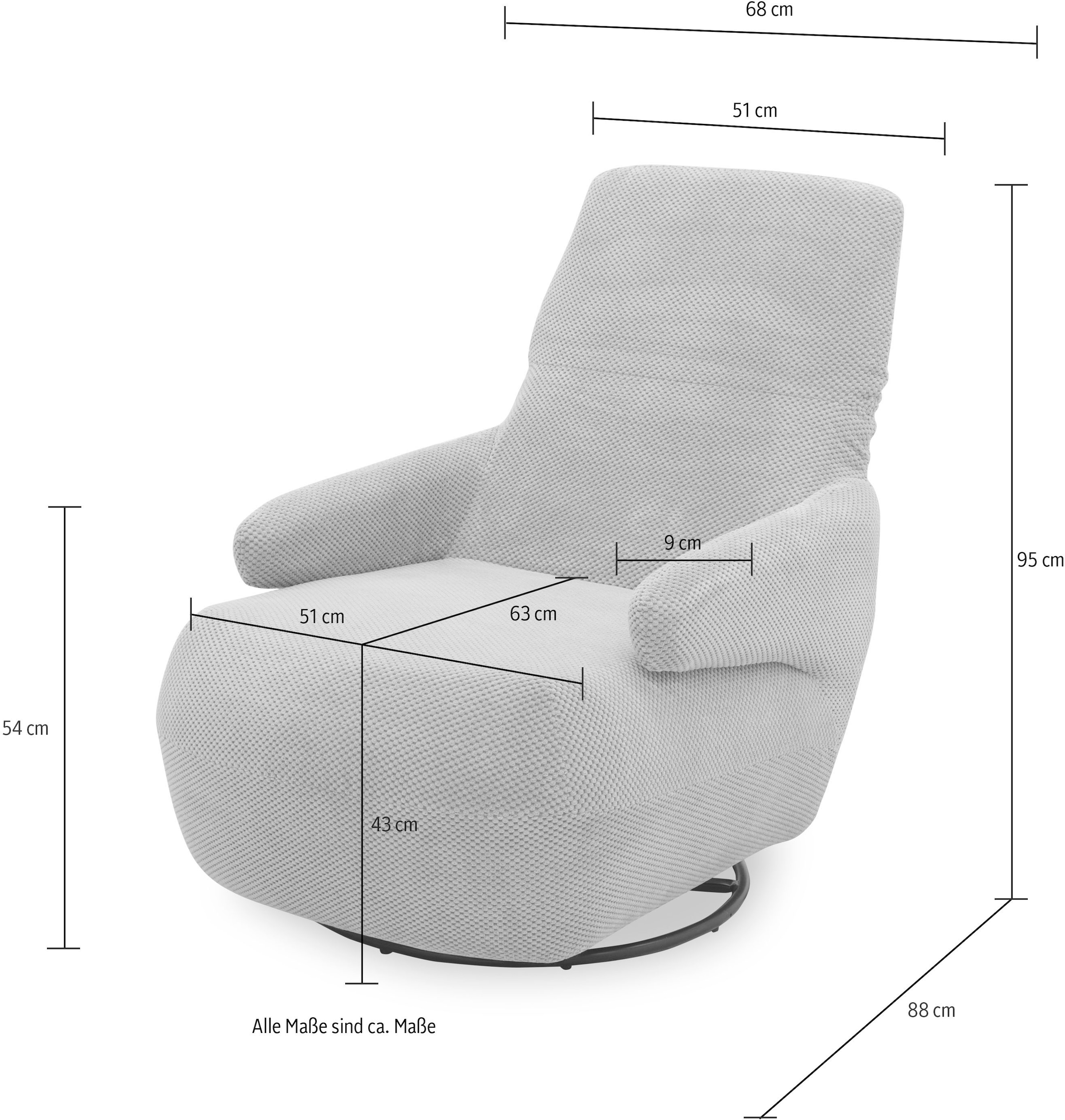 DOMO collection Sessel »700015 mit Rückenverstellung und Drehfunktion«, wahlweise auch mit Wippfunktion, Drehsessel