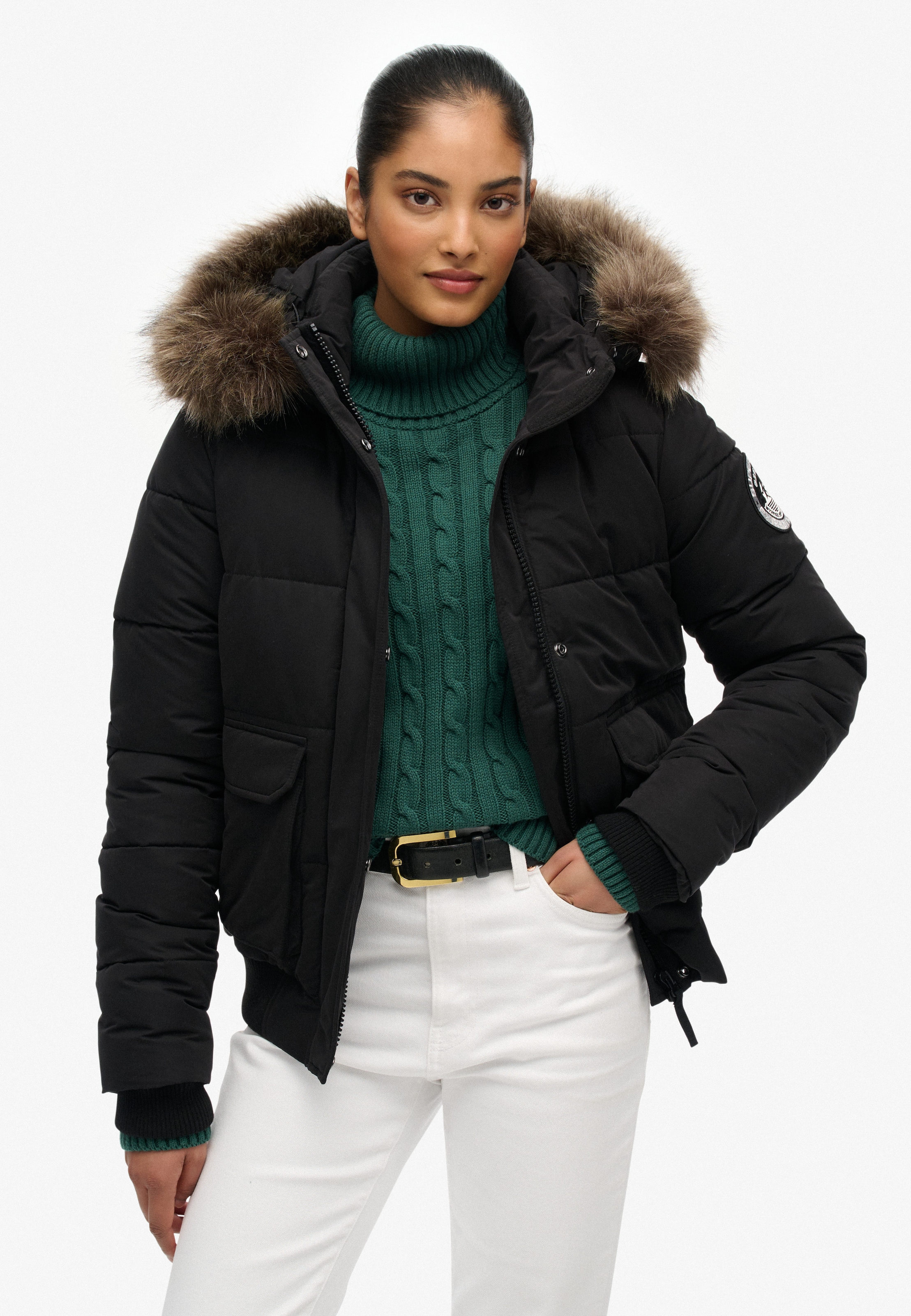 Superdry Steppjacke »EVEREST ELLA BOMBER« mit Kapuze Kunstfaser, regular fit