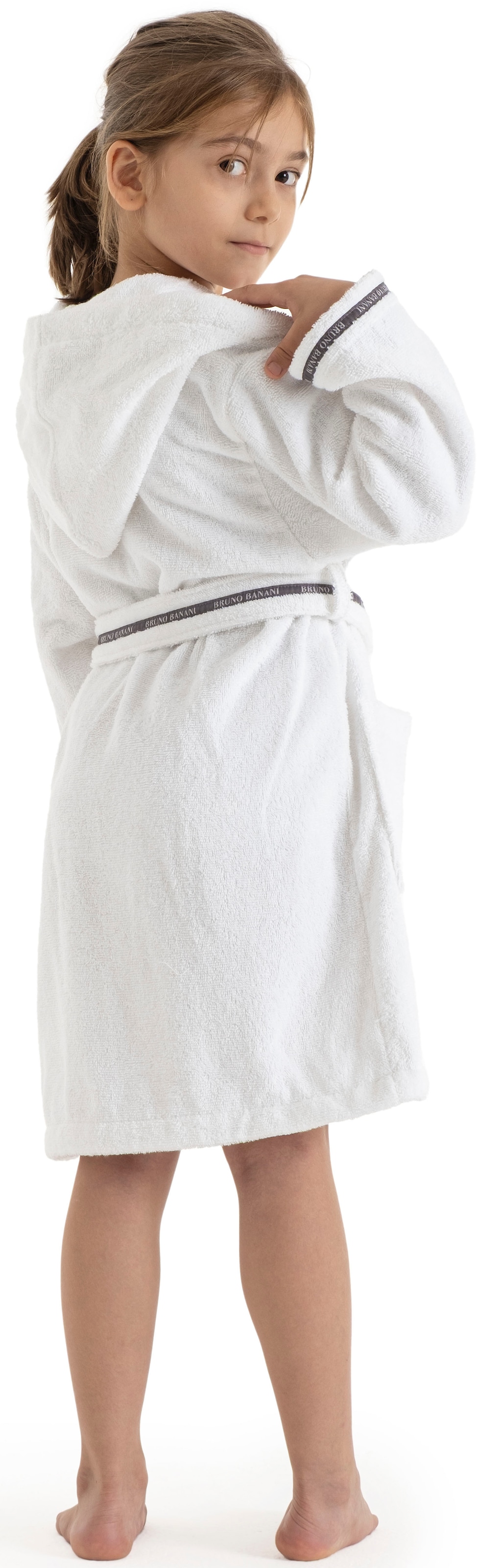 Bruno Banani Kinderbademantel »Danny, Ideal für Zuhause, Schwimmbad oder im Urlaub« 1 Stk. tlg., mit Logostreifen, aus 100% Baumwolle