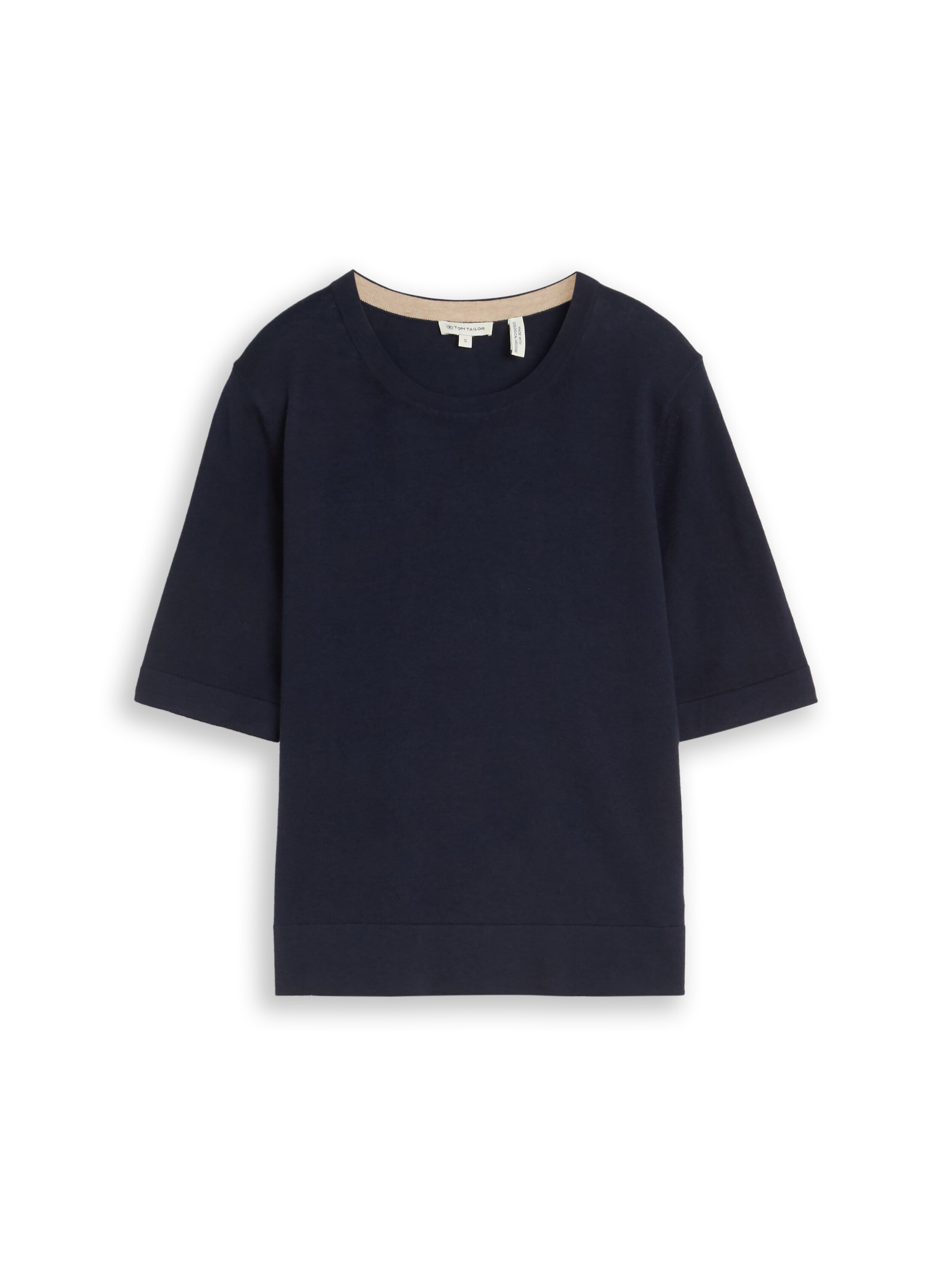 TOM TAILOR Strickpullover Sommer-Pulli - Halbarm -mit Viskose und Stretch