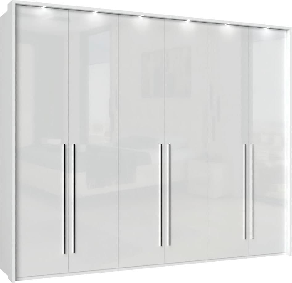 Places of Style Kleiderschrank »Piano, inklusive Rahmen und Beleuchtung, soft-close-Funktion«, (viele Breiten zur Auswahl, 226cm hoch), beige oder weiß, UV lackiert, Hochglanzfronten, FSC-zertifiziert
