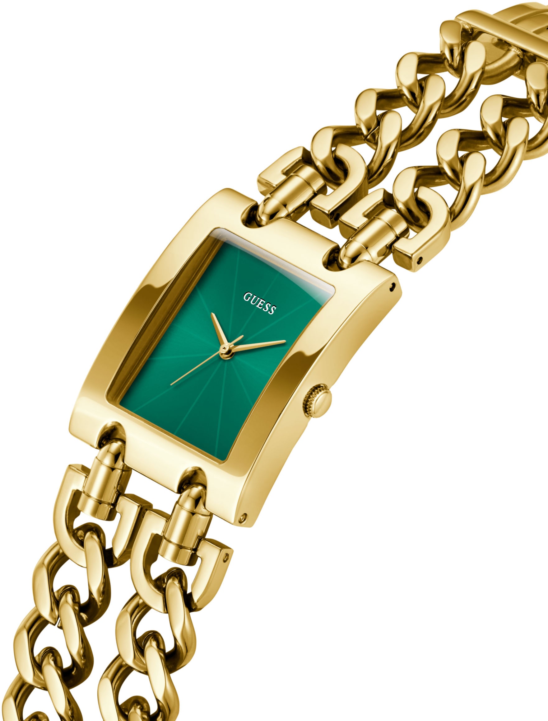 Guess Quarzuhr »HEAVY METAL« Armbanduhr, Damenuhr, Edelstahlarmband, analog