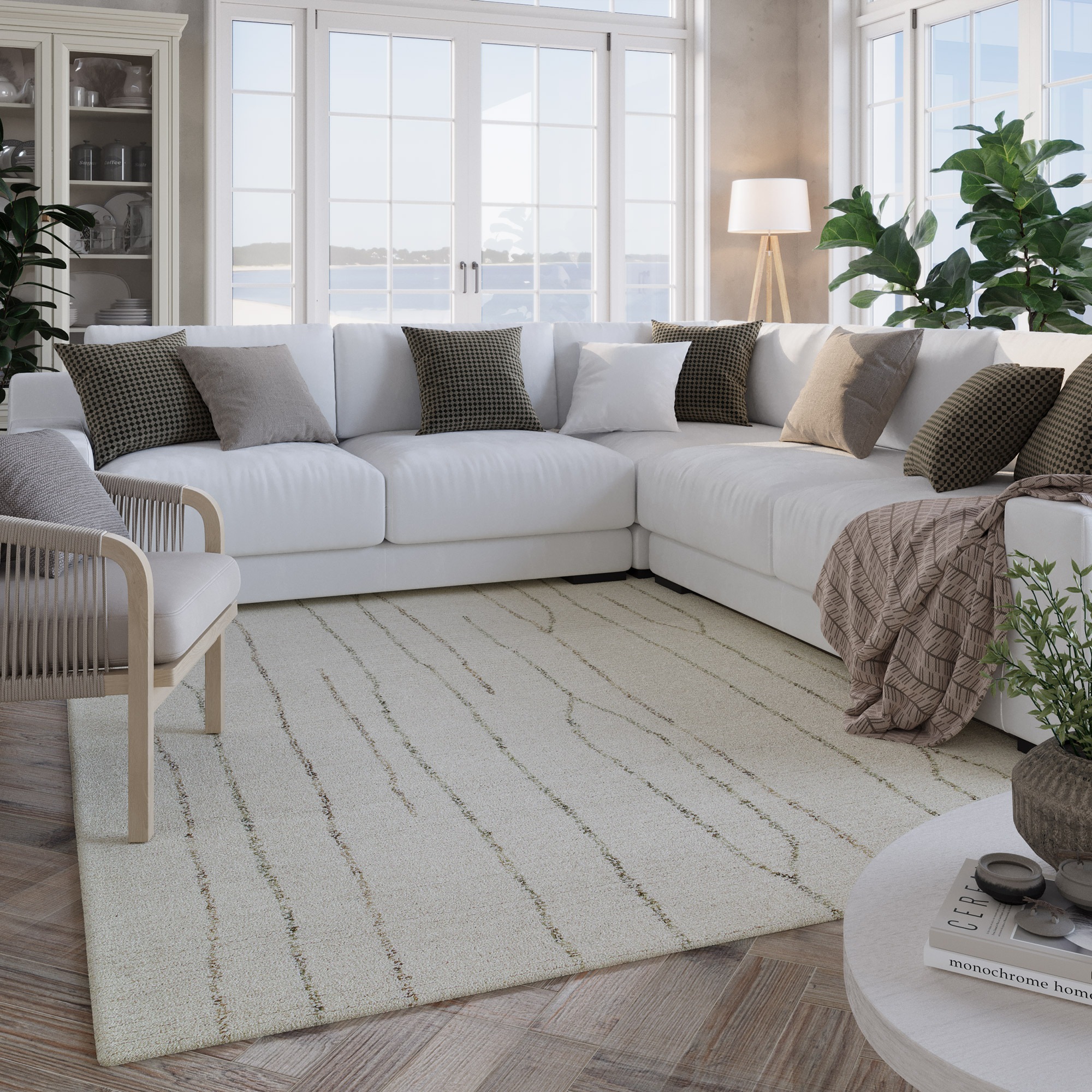 Wecon home Wollteppich »Hamptons THIRTYNINE«, rechteckig, 10 mm Höhe, Läufer, Schurwolle, Kurzflor, Wohnzimmer, Schlafzimmer, elegant, Linie